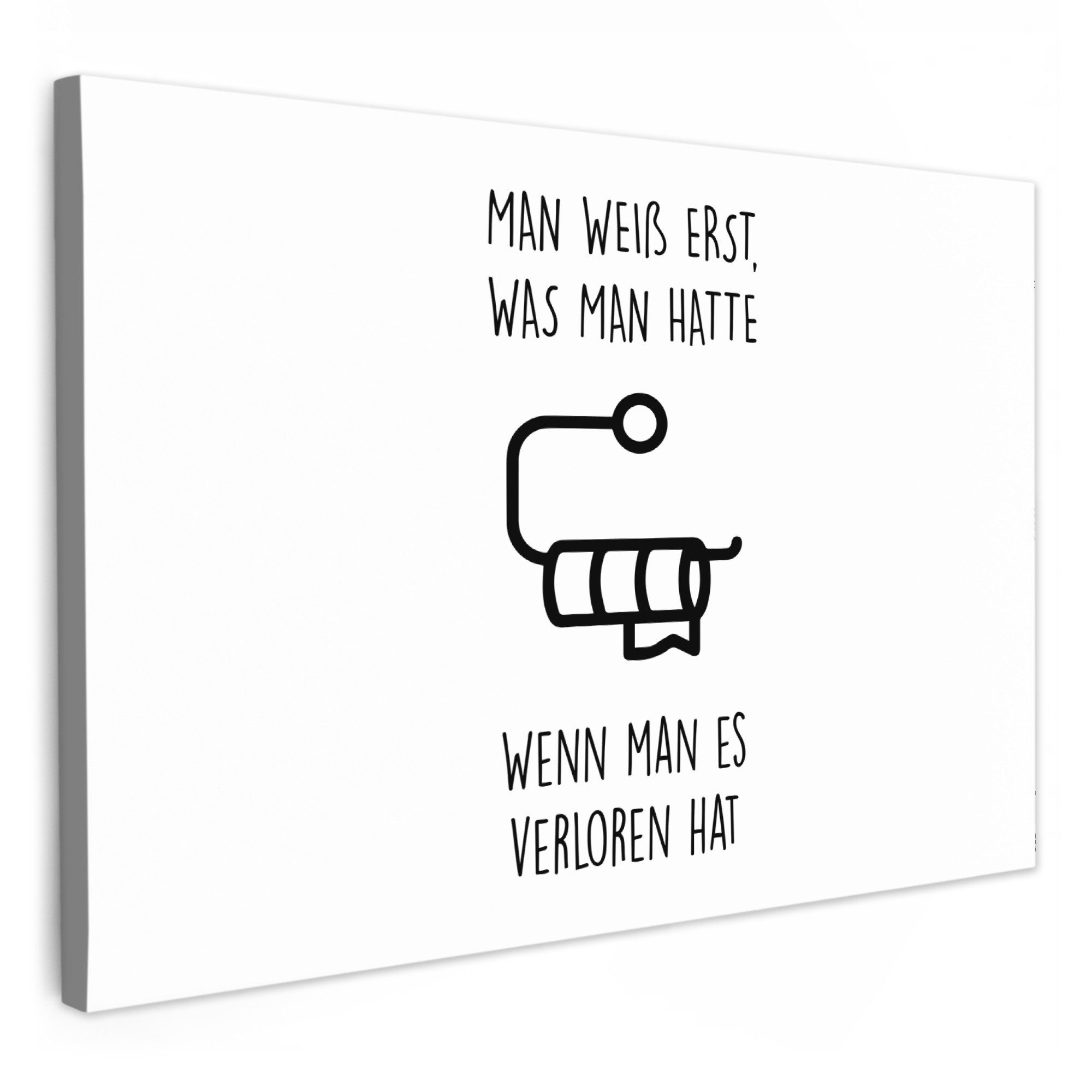 OneMillionCanvasses® Leinwandbild Zitat - Weiß - WC-Papier - Humor, Fotodru günstig online kaufen