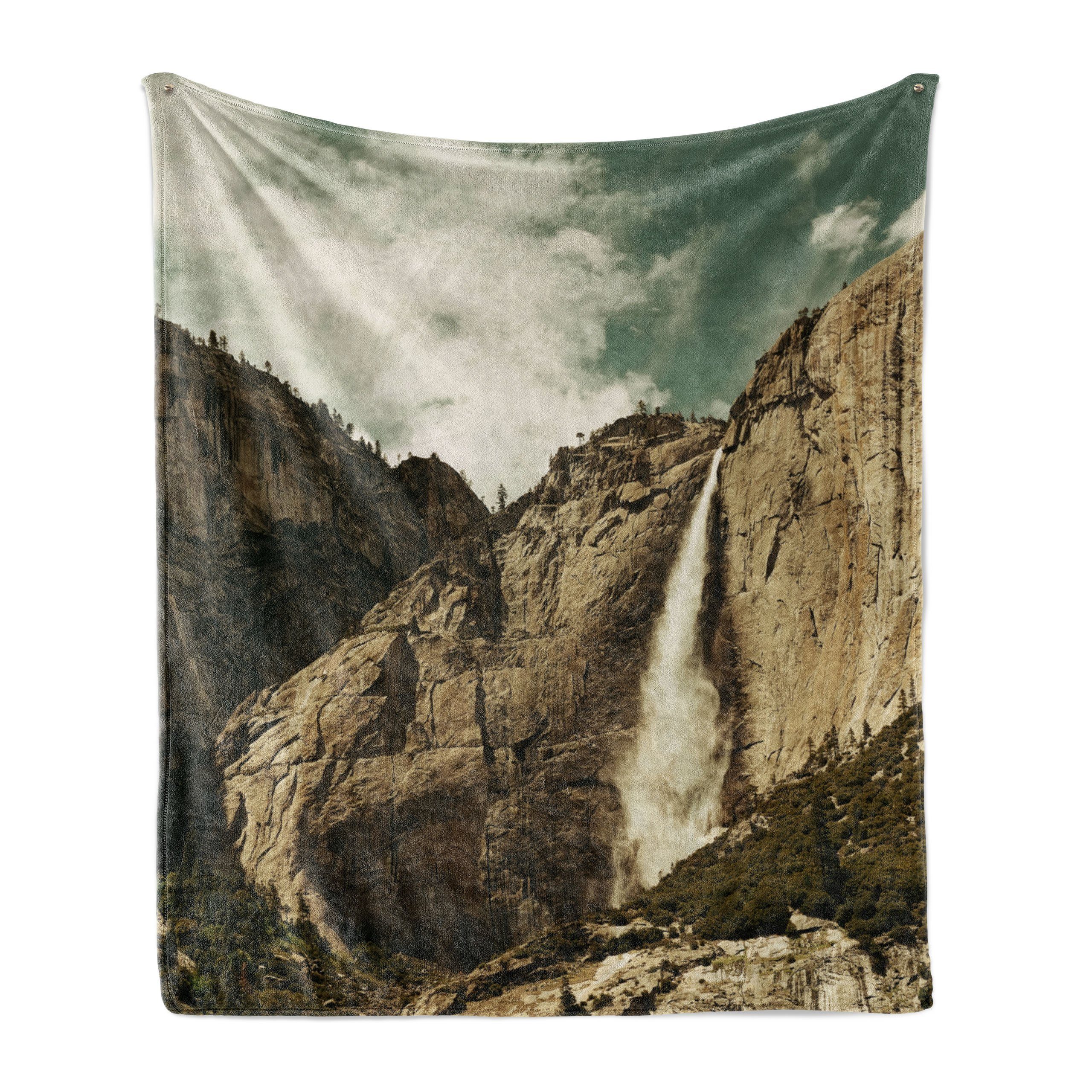 Wohndecke Gemütlicher Plüsch für den Innen- und Außenbereich, Abakuhaus, Amerika Wasserfall Yosemite Park