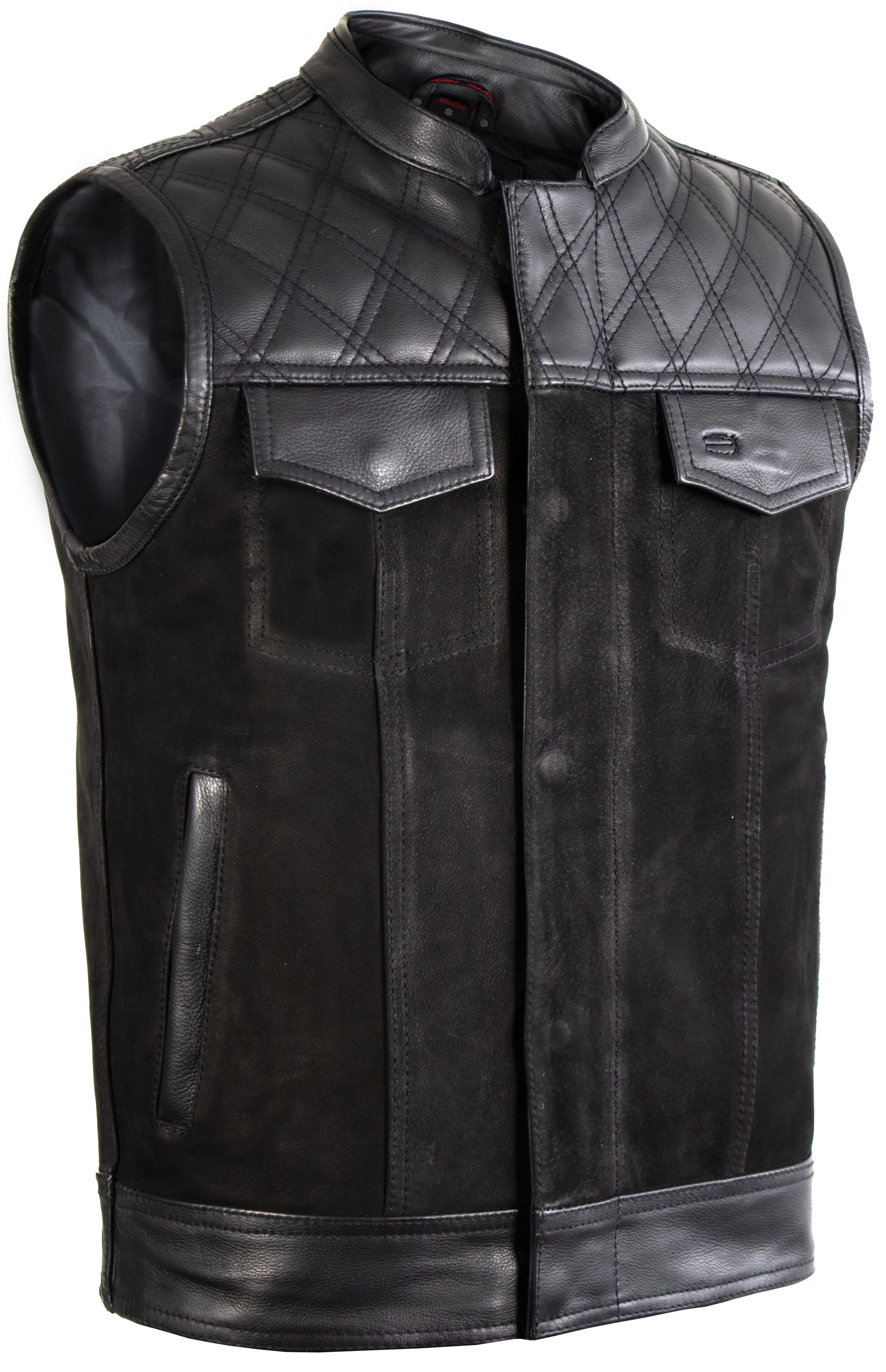 MDM Lederweste Custom Biker Lederweste Nubuk mit Reißverschluss Hunter Bike günstig online kaufen