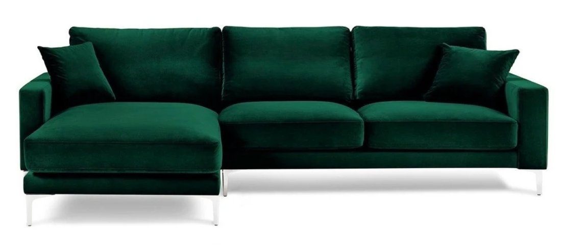 JVmoebel Ecksofa, Loft Sofa Möbel Eckgarnitur grün Samt Couchen Luxus sofas Eckcouch