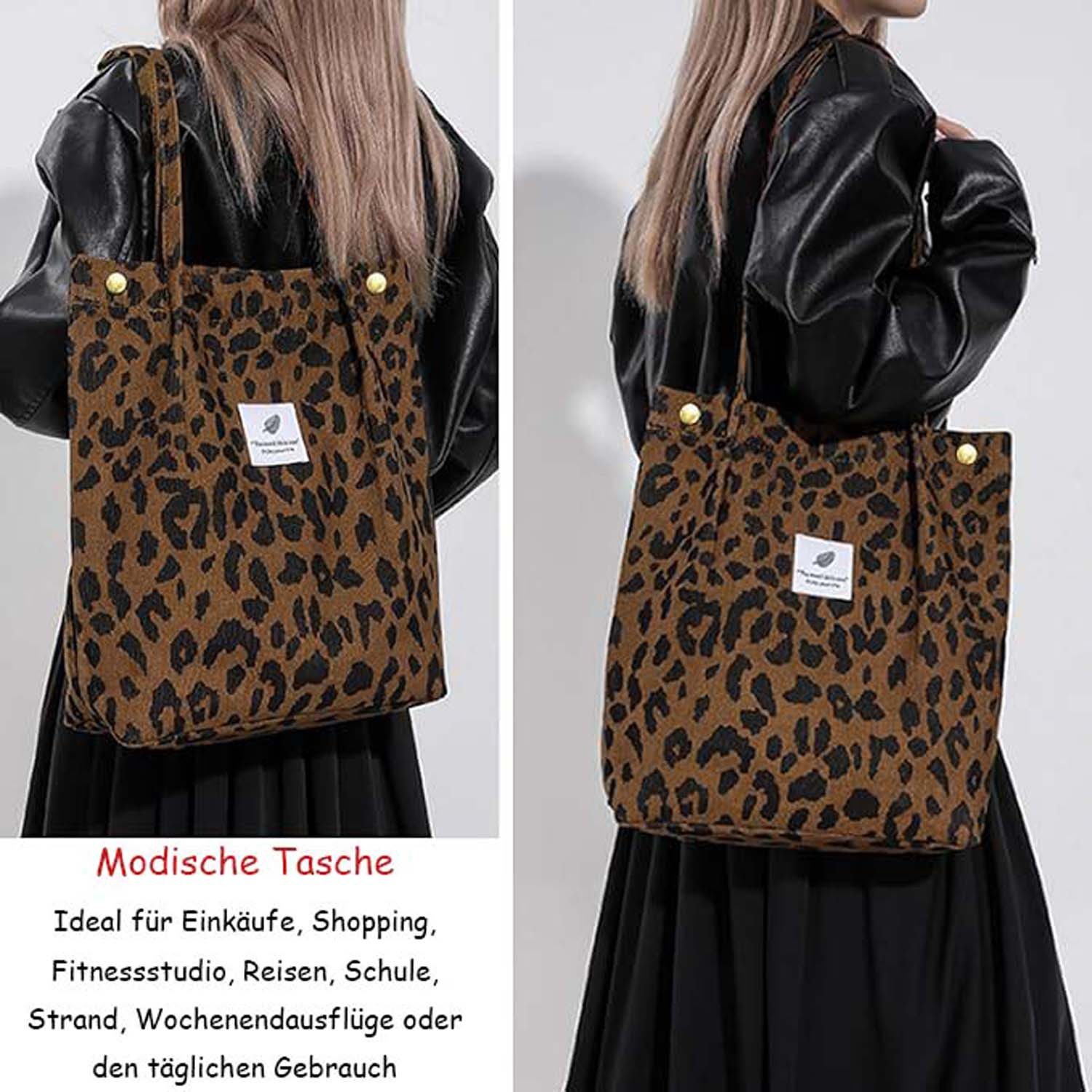 Zaewry Schultertasche Umhängetasche Damen Groß, Cord Tasche Tote Bag – Bild 2 von 5