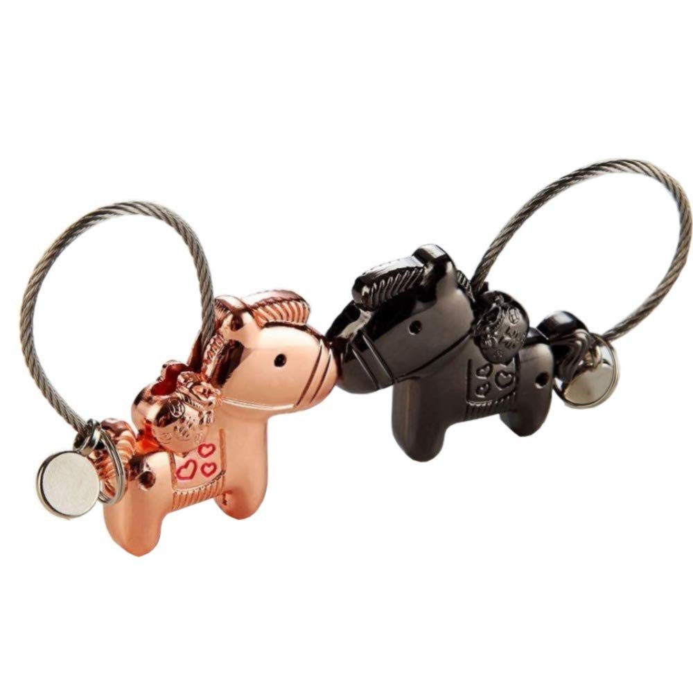 Geschenkehöhle Schlüsselanhänger Set für Paare, 2-teilig mit Magnet & Kuss-Motiv in tierischen Varianten (2 Stück Schlüsselanhänger), Verspieltes Design, starke Magnete, liebevolle Botschaft