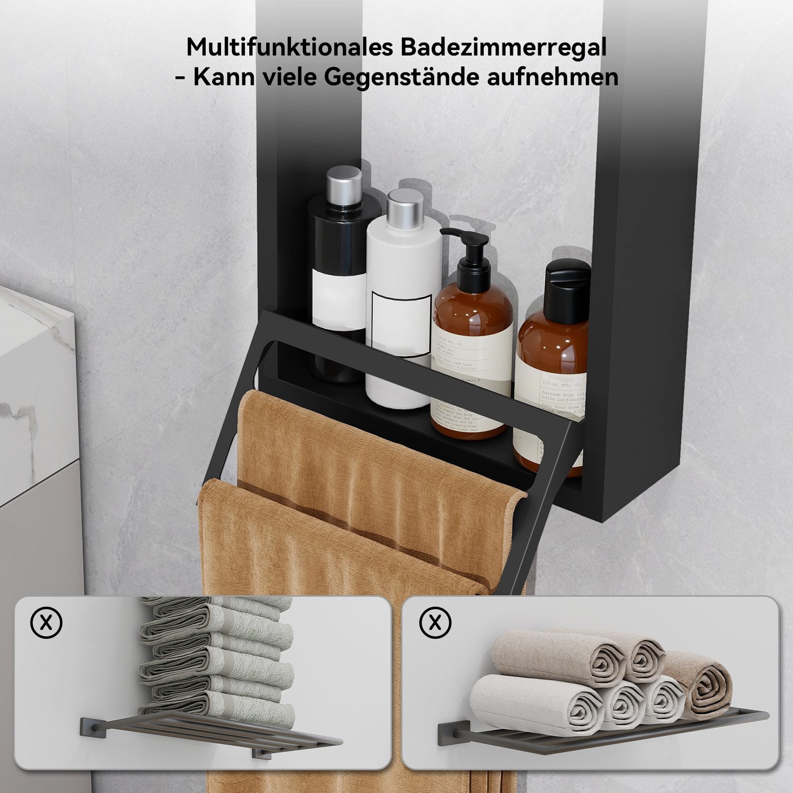 Puluomis Handtuchregal Handtuchhalter Handtuchstange Wandregal Badezimmer s günstig online kaufen