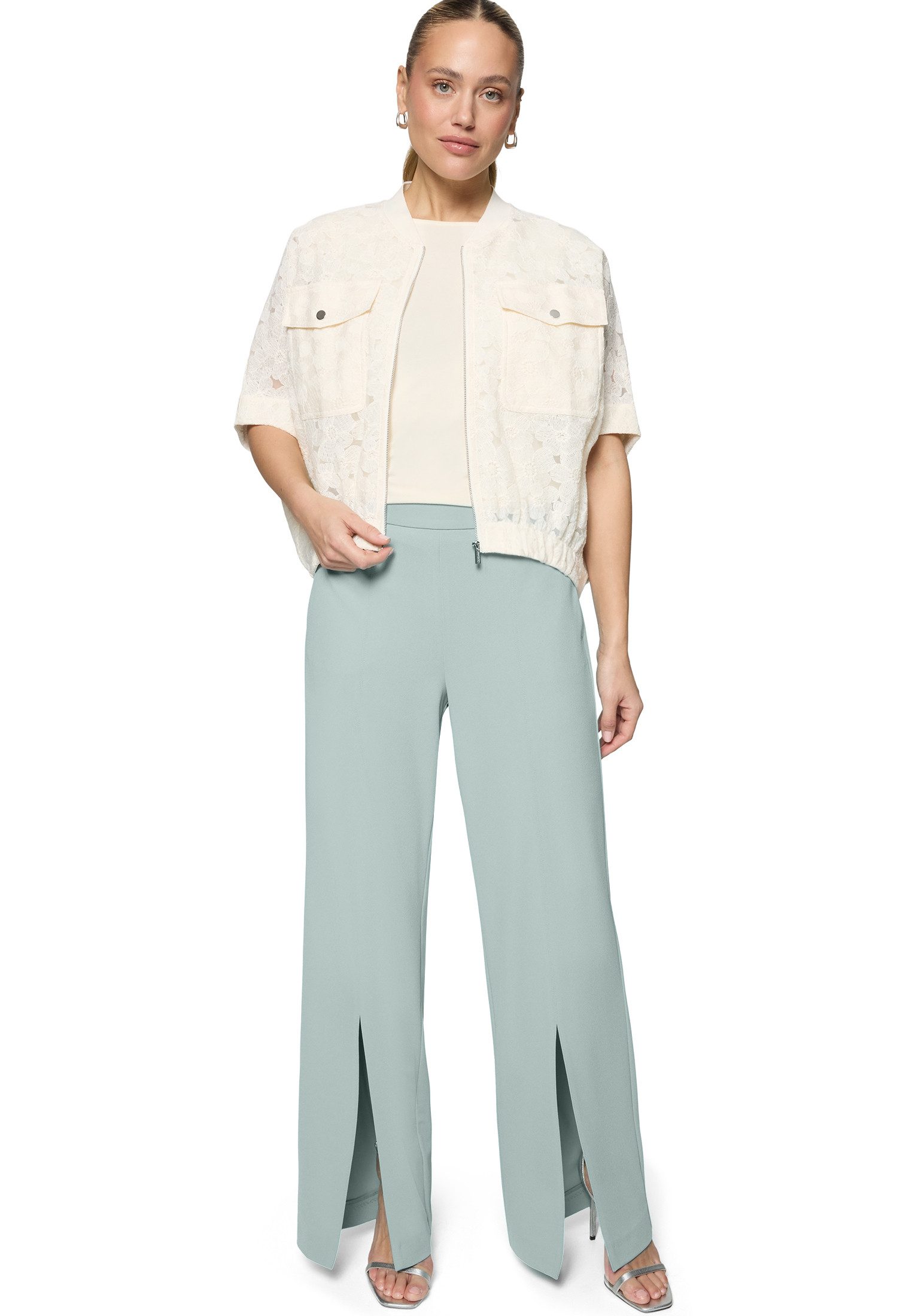 Zero Jackenblazer Damen kurzarm mit Taschen Spitze