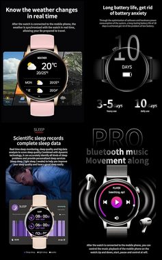 Aliwisdom Smartwatch (1,36 Zoll, Android iOS), Wasserdicht Fitness Tracker für iOS Android Mit Bluetooth telefonieren