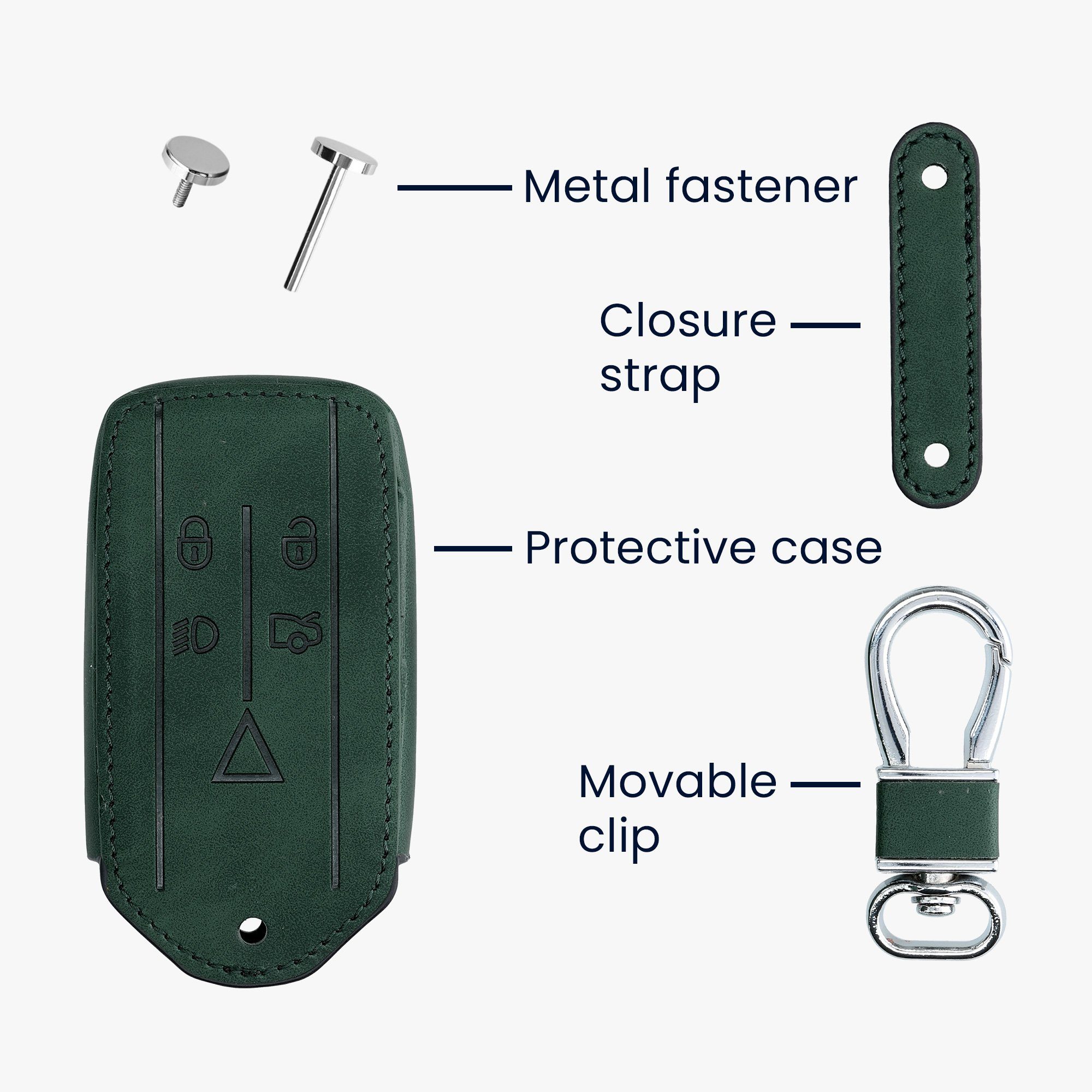 für - Cover Hülle Schlüsseltasche kwmobile Autoschlüssel Schlüsselhülle Dunkelgrün Schutzhülle Kunstleder Jaguar, Nubuklederoptik