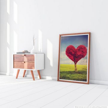 Sinus Art Poster Fotocollage 60x90cm Poster Herzförmiger roter Baum auf einer sonnigen Wiese