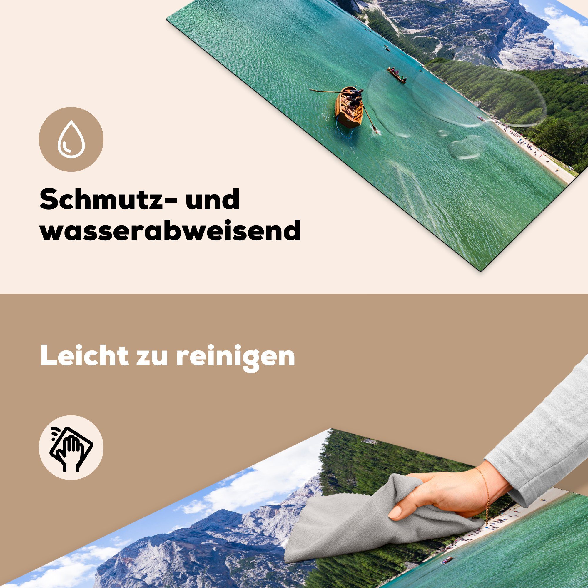 Berg, für Dolomiten - die Induktionskochfeld Herdblende-/Abdeckplatte MuchoWow cm, Vinyl, Schutz küche, - (1 Boot Ceranfeldabdeckung tlg), 81x52