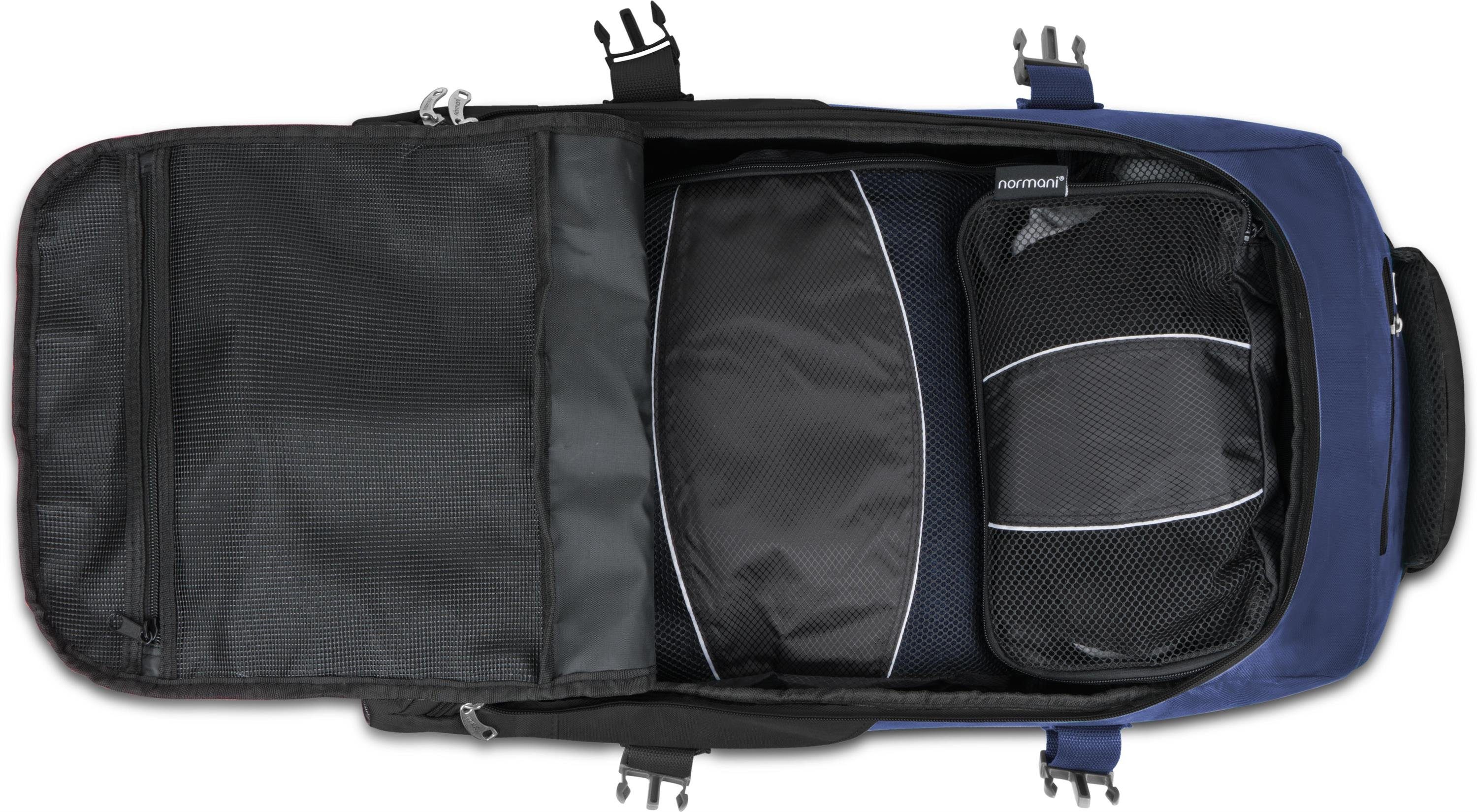 normani Reisetasche Reisetasche mit 5 passenden Kleidertaschen Melano, 2-in-1 - Rucksack und Trolley