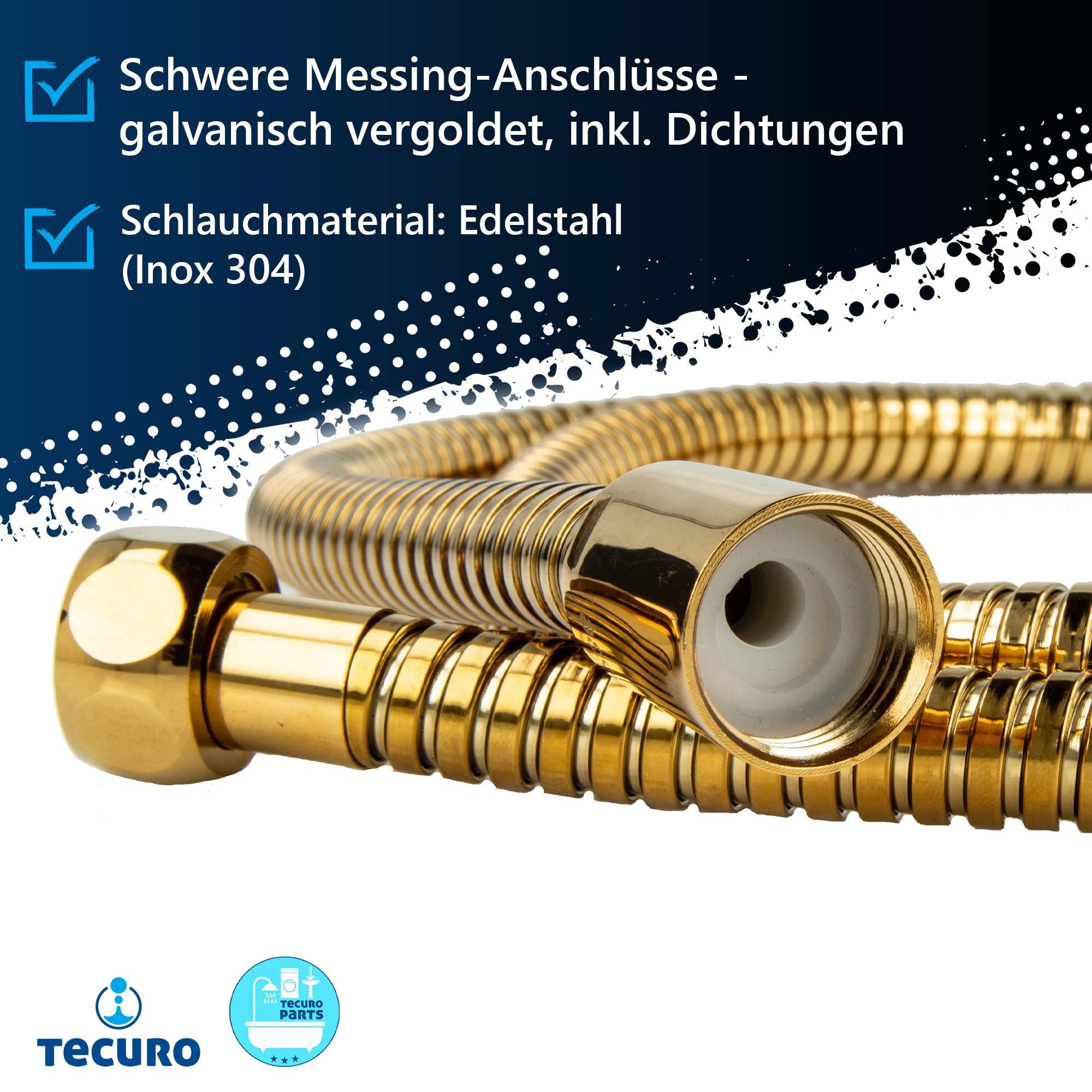 tecuro Brauseschlauch Metall Brauseschlauch goldoptik - doppelt gewickelt