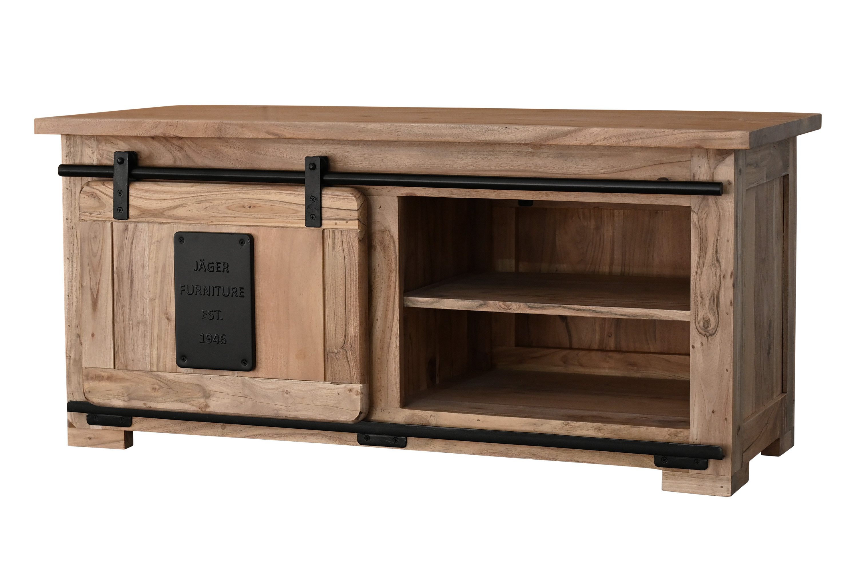 SAM® Couchtisch Gia, Akazienholz, mit Baumkante oder gerader Kante, Industrial-Design