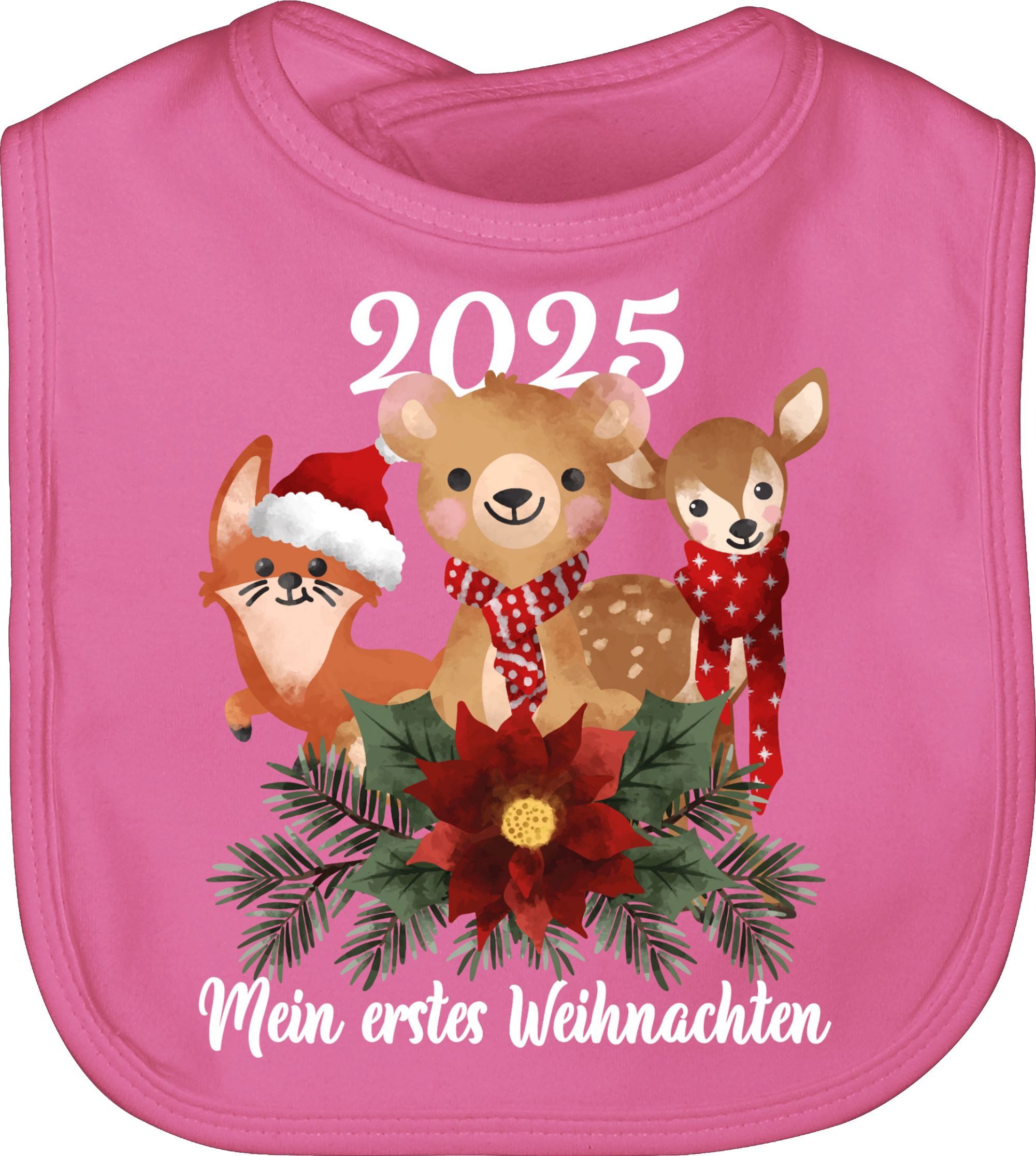 Shirtracer Слюнявчики 2025 Mein erstes Weihnachten mit süßen Tieren - weiß, Weihnachten Kleidung Baby