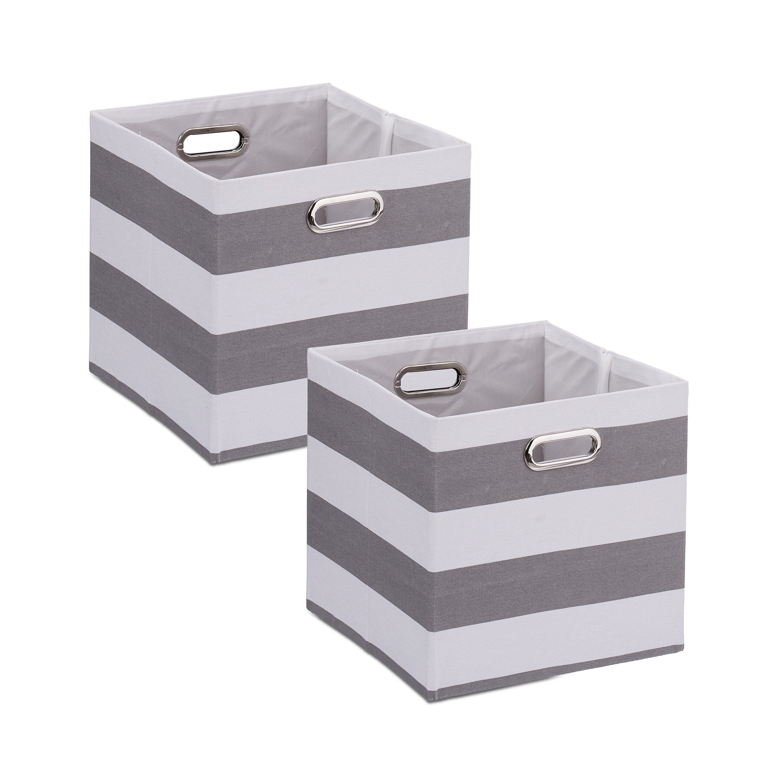 relaxdays Aufbewahrungsbox mit Streifen im 2er günstig online kaufen