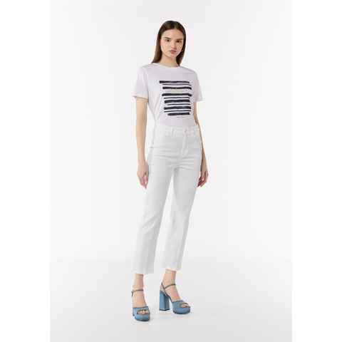 comma casual identity Stoffhose Regular Fit: Cropped Jeans mit Flared Leg Garment Dye
