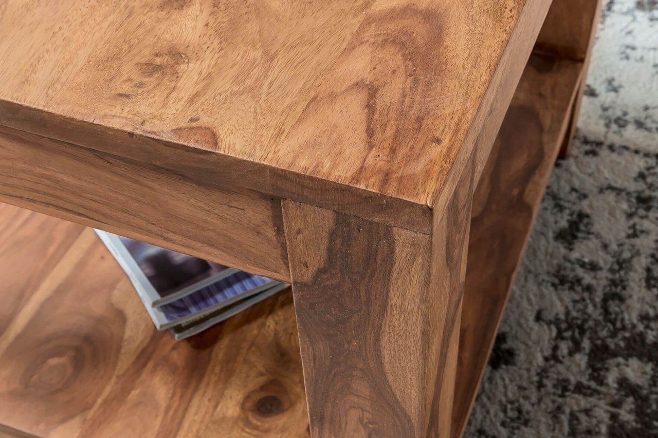 Akazie Wohnzimmer-Tisch Braun tinkaro Couchtisch ALAINA Massiv-Holz