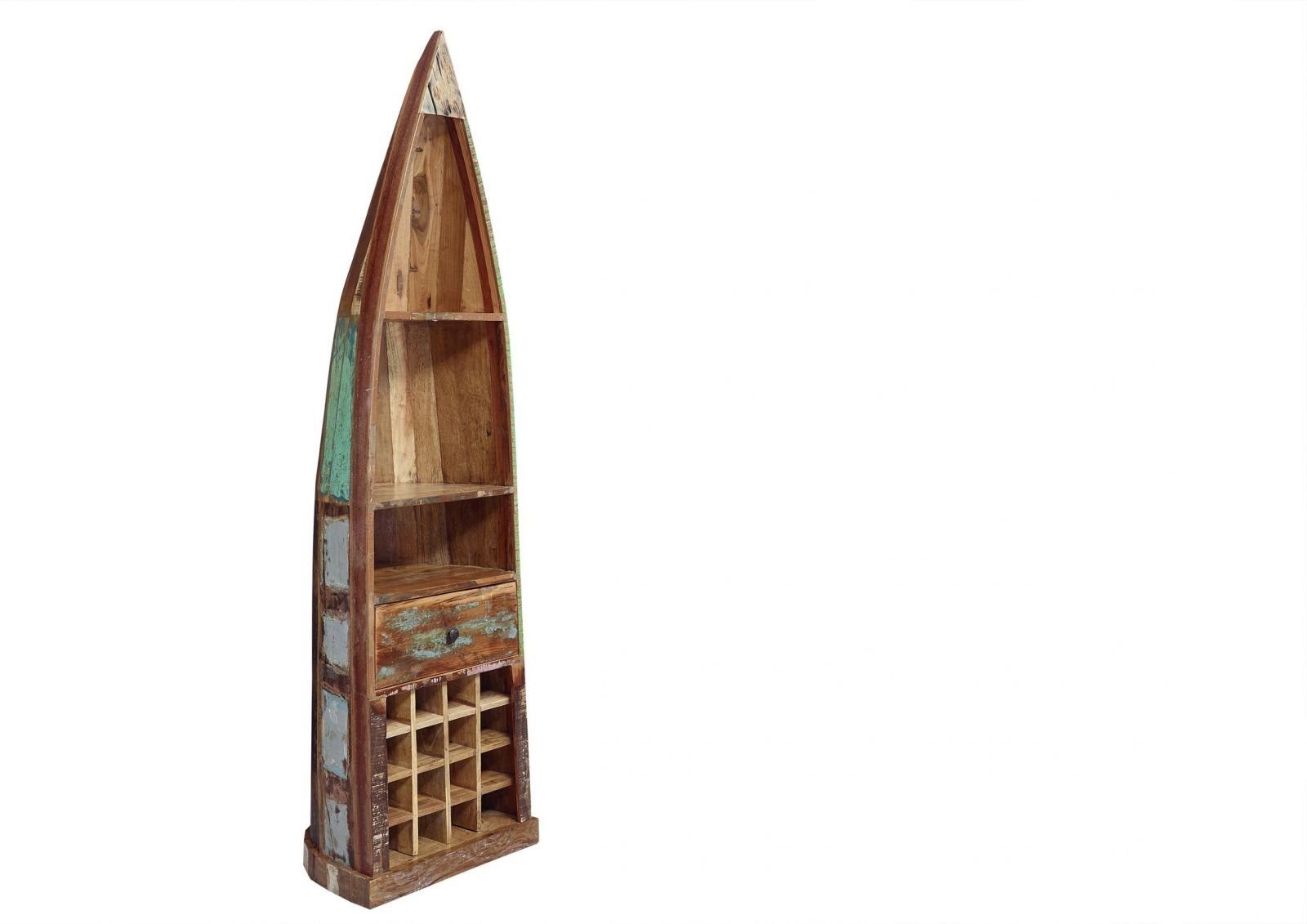 Massivmoebel24 Bücherregal, 1-tlg., Regal Boot Indisches Altholz lackiert NATURE OF SPIRIT #120