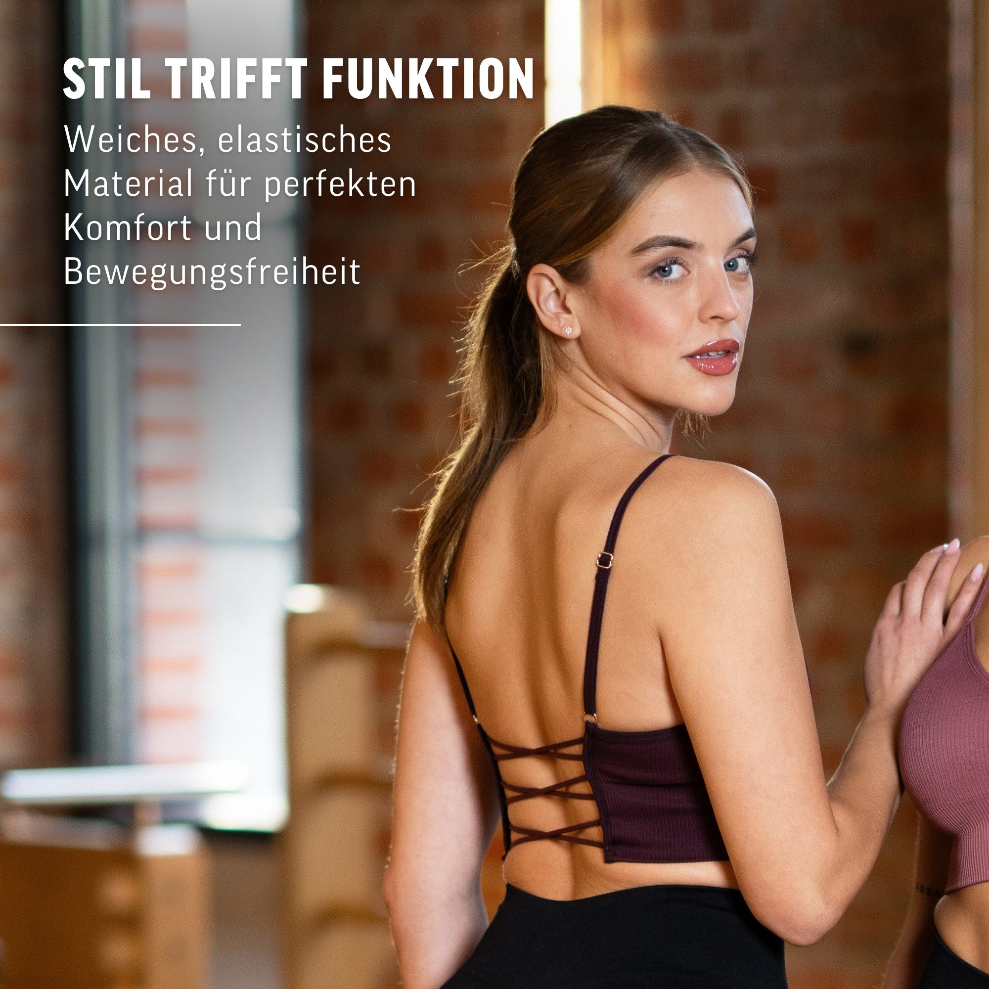 Smilodox Sport-BH Alma, Shaped Fit Yoga Bra, mit herausnehmbaren Cups V-Ausschnitt, Blickdicht, Ohne Bügel, Verstellbare Träger Sport Top