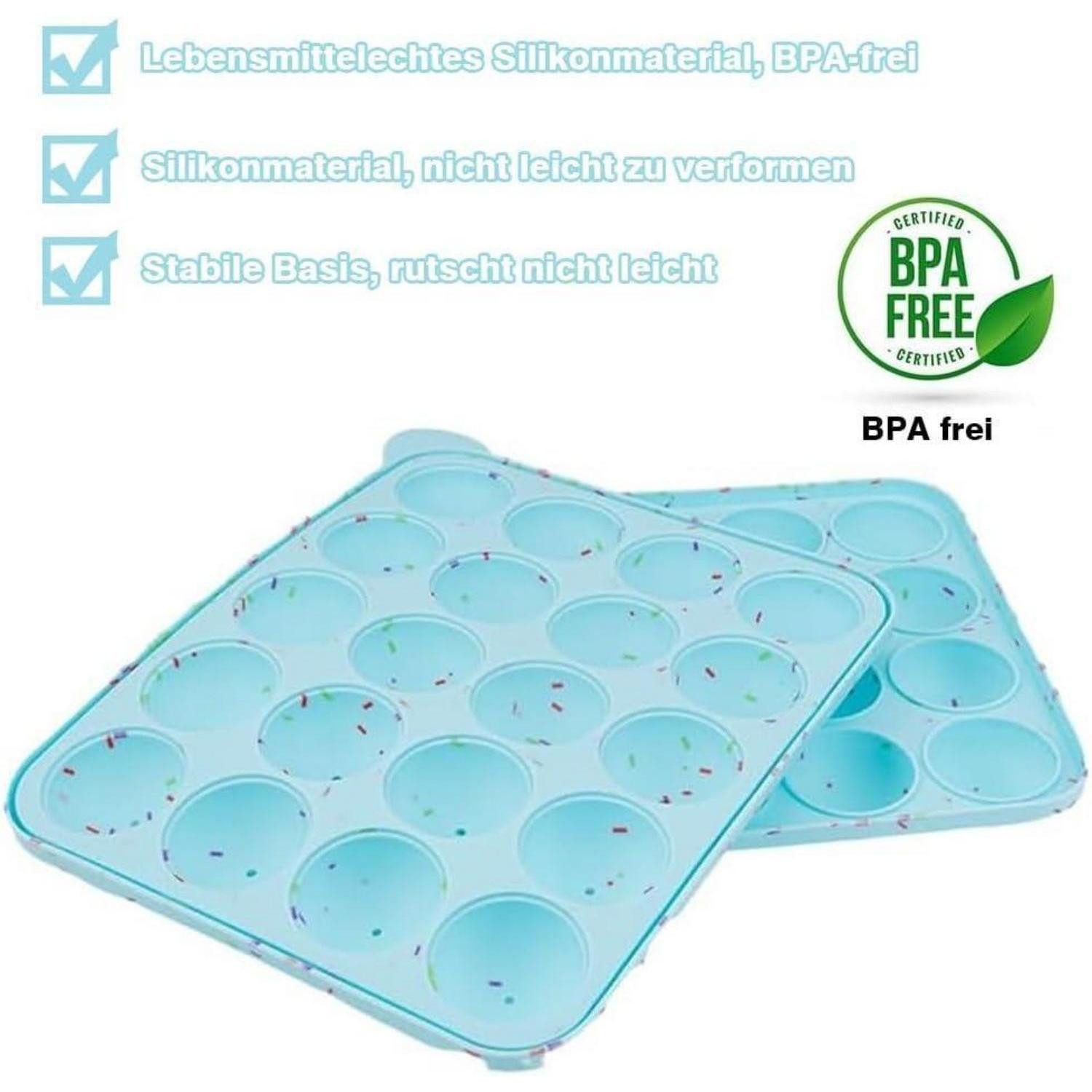 LuxusKollektion Cake-Pop-Form Cake Pop Silikonform 20er Set mit 100 Sticks Blau
