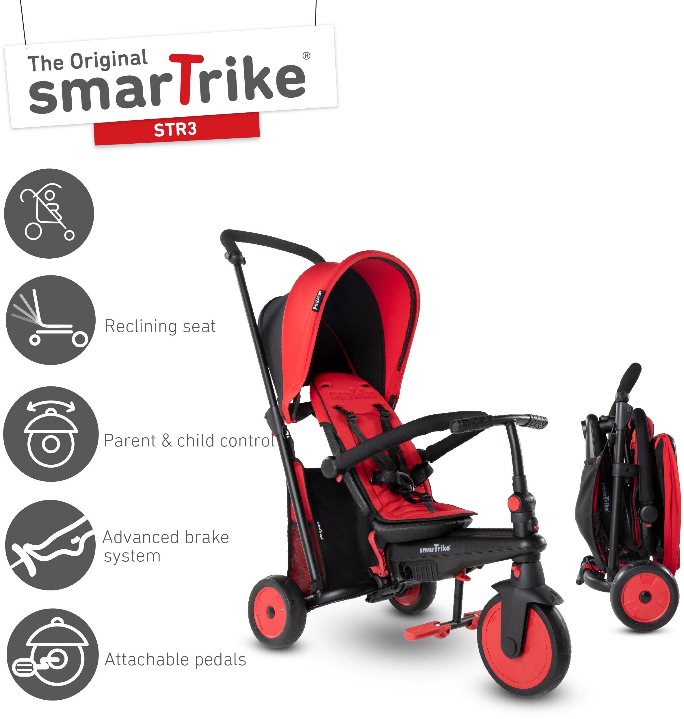 Image of smarTrike® Dreirad »FoldingTrike STR3, Rot«, mit verstellbarem Sonnenschutzdach