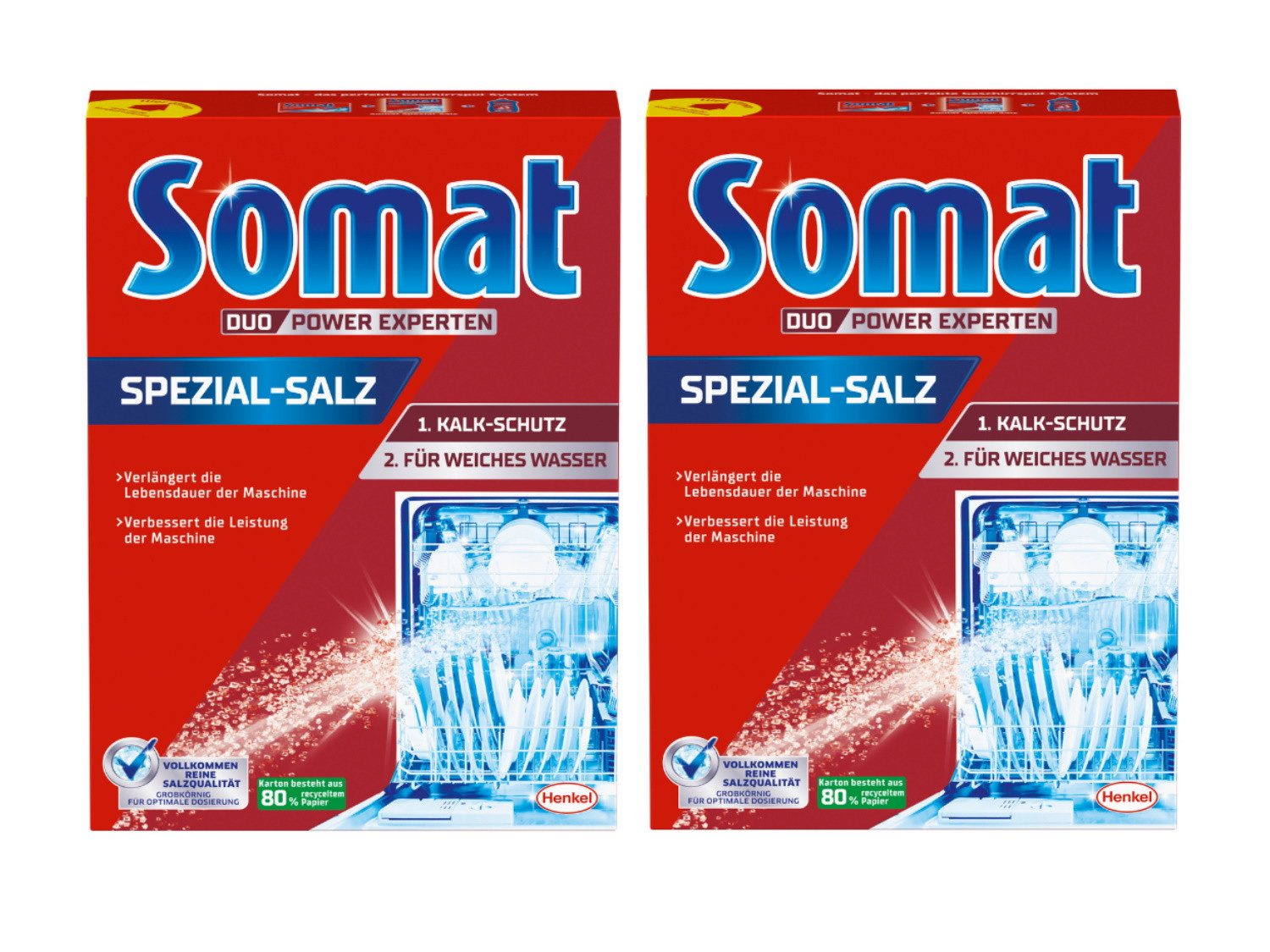 Somat Spezial-Salz Spülmaschinensalz (Doppelpack, [- 2x 1,2 kg Kalkschutz & für bessere Geschirrspülleistung)
