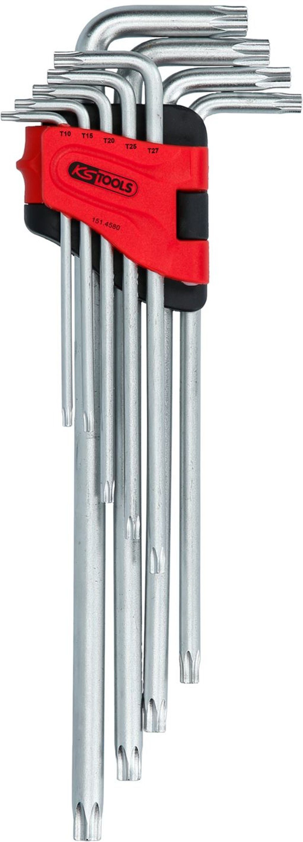 KS Tools Stiftschlüssel KS Tools 151.4580 Torx-Winkelstiftschlüssel-Satz mit Bohrung, XL, 9-t