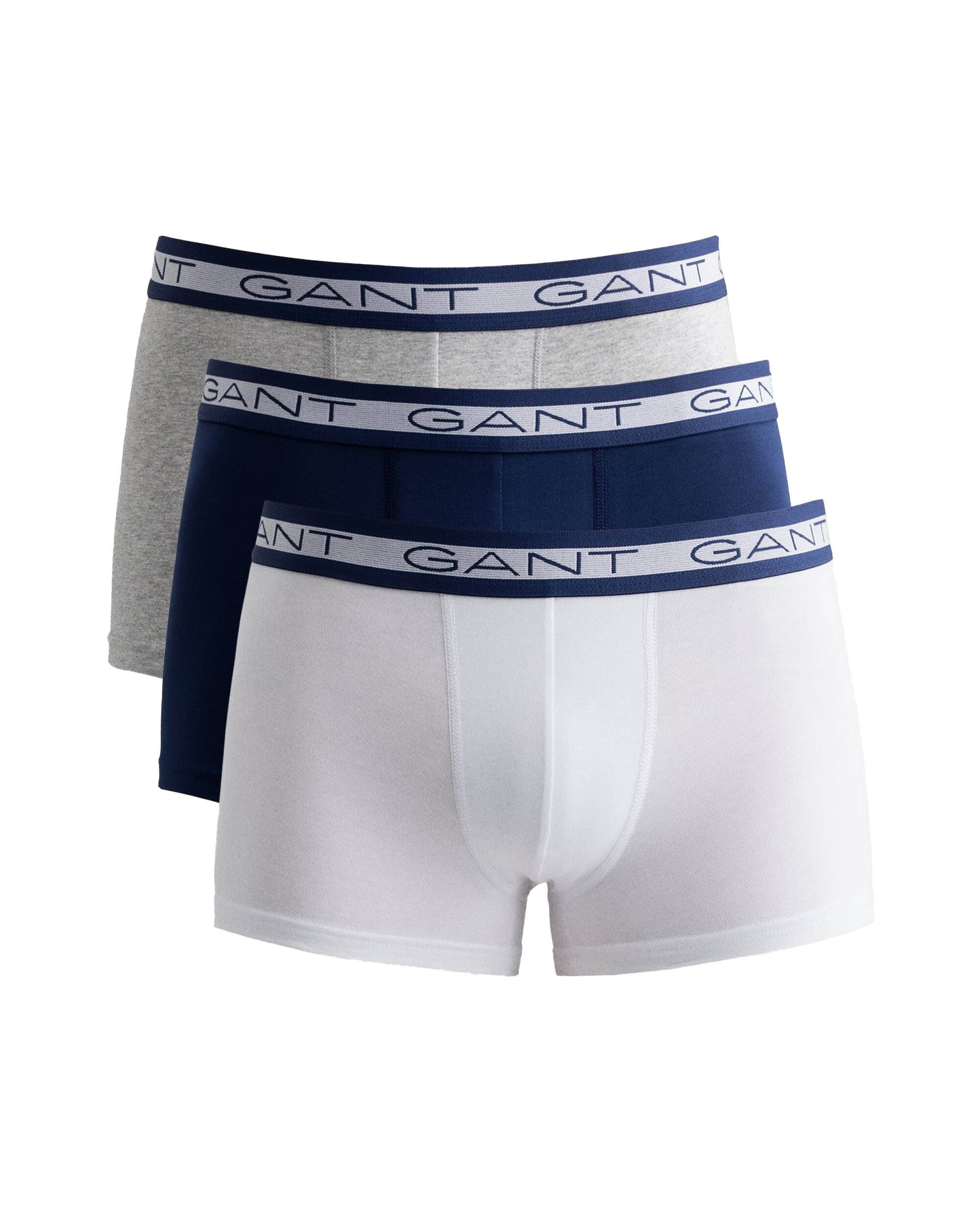 Gant Boxer Herren Boxer Shorts, 3er Pack - Trunks, Cotton Weiß/Blau/Grau