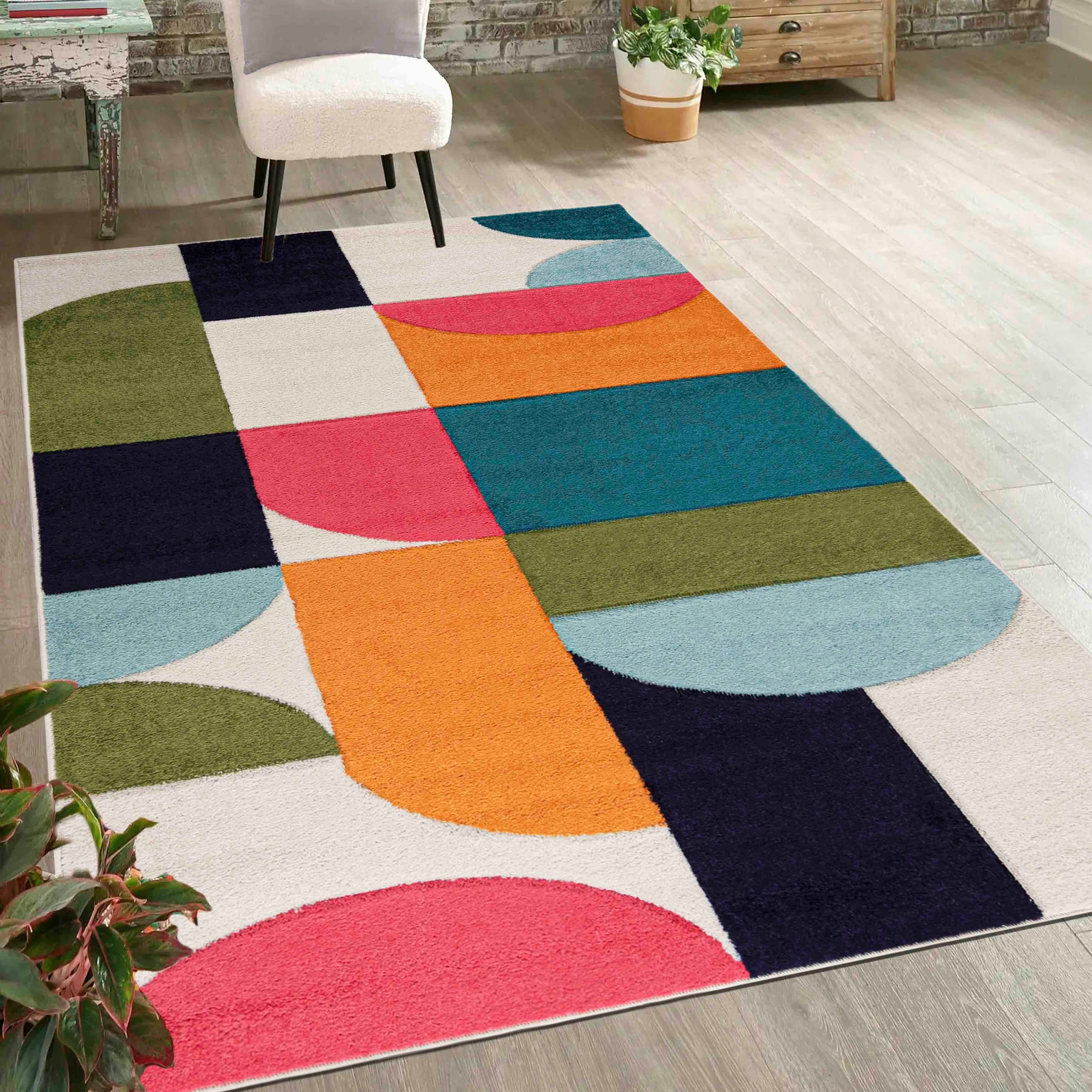 Mazovia Designteppich Modern Geometrischer Teppich Bunt Weich Teppich für W günstig online kaufen