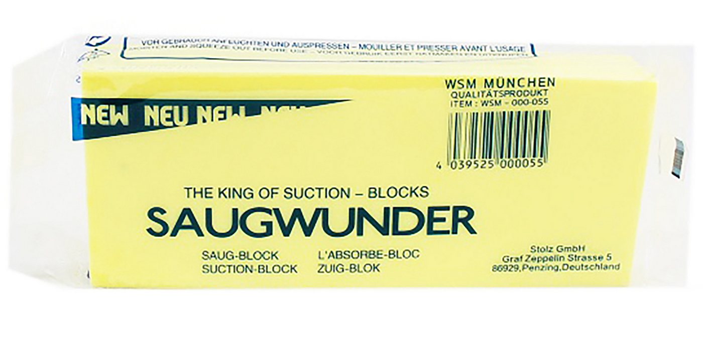 Thumbnail - Stolz GmbH Reinigungsschwamm SAUGWUNDER SAUG-BLOCK 17x7,5cm extra Saugschwamm Schwamm 55 (Gelb), Wunderschwamm Saugblock...