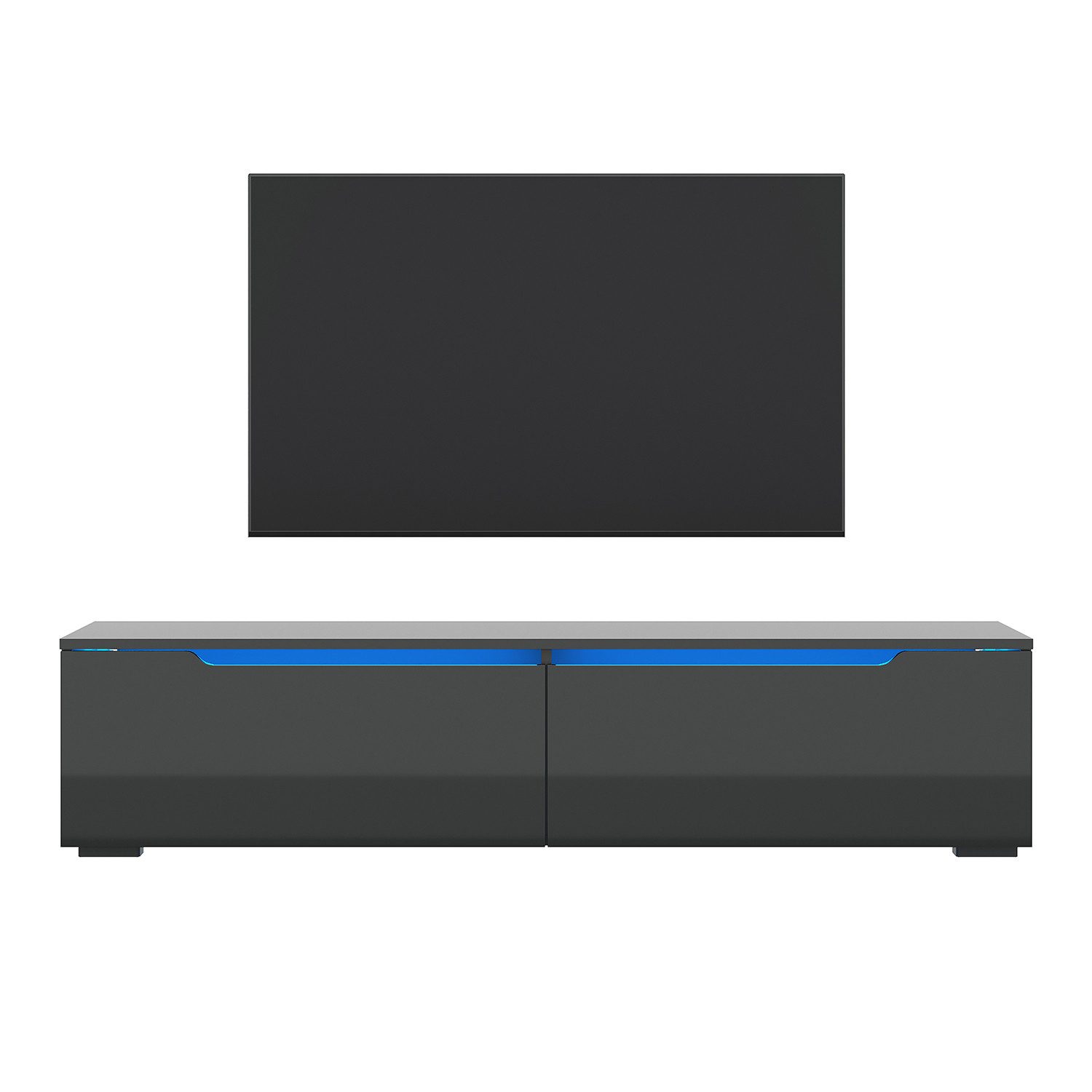 SONNI TV-Schrank Lowboard TV Schrank weiß/schwarz Hochglanz 100-200cm