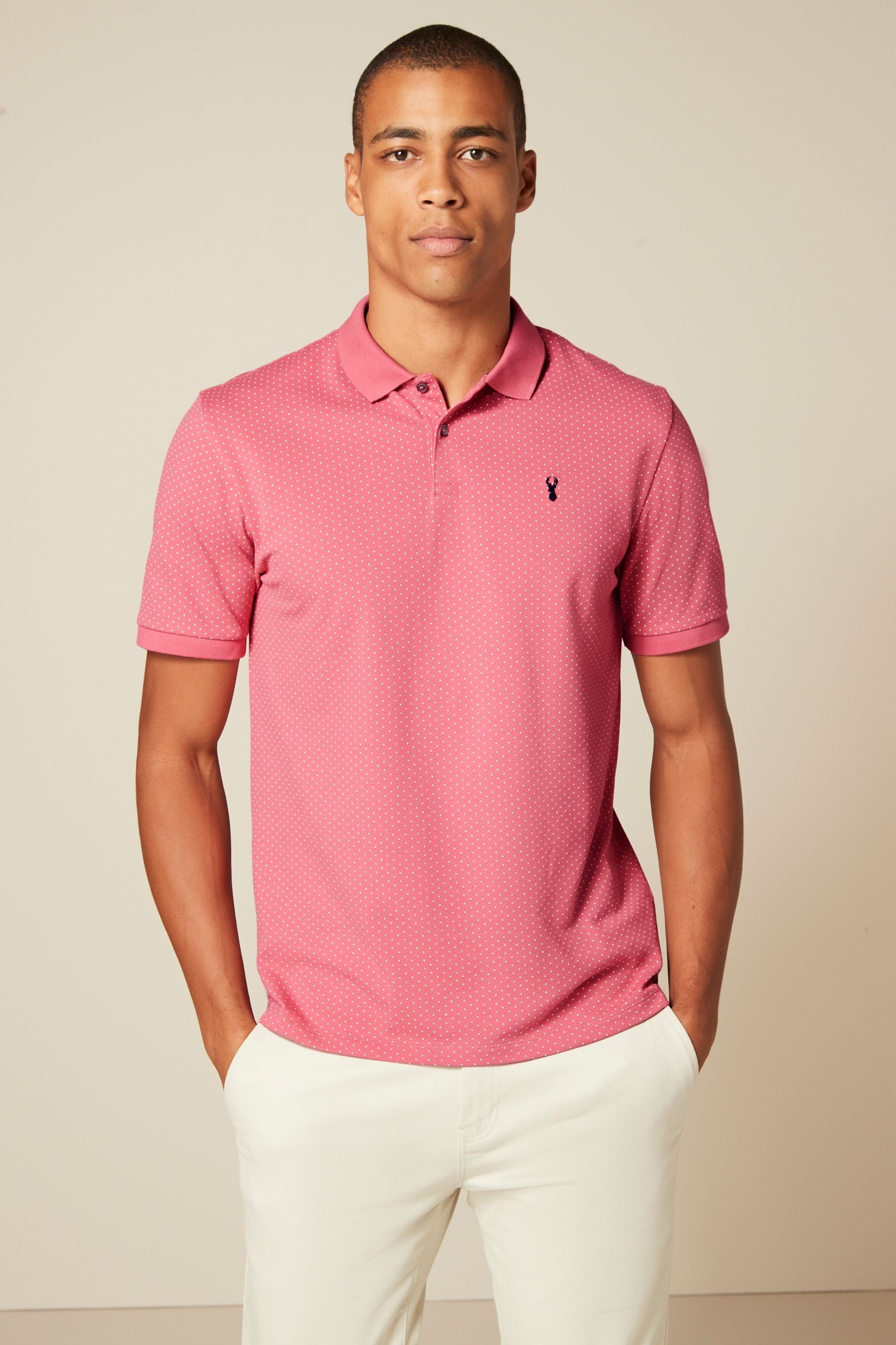 (1-tlg) Pink Piqué-Poloshirt Next Dot Print Poloshirt