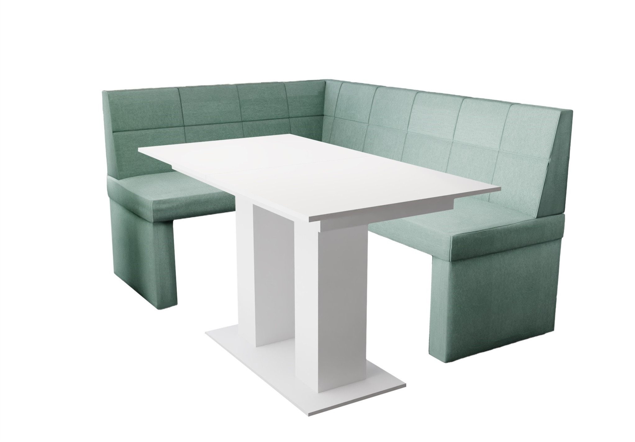 Fun Möbel Eckbankgruppe Eckbankgruppe „BLAKE XL“ Größe 196x142cm mit Tisch Weiß matt, ausziehbarer Tisch