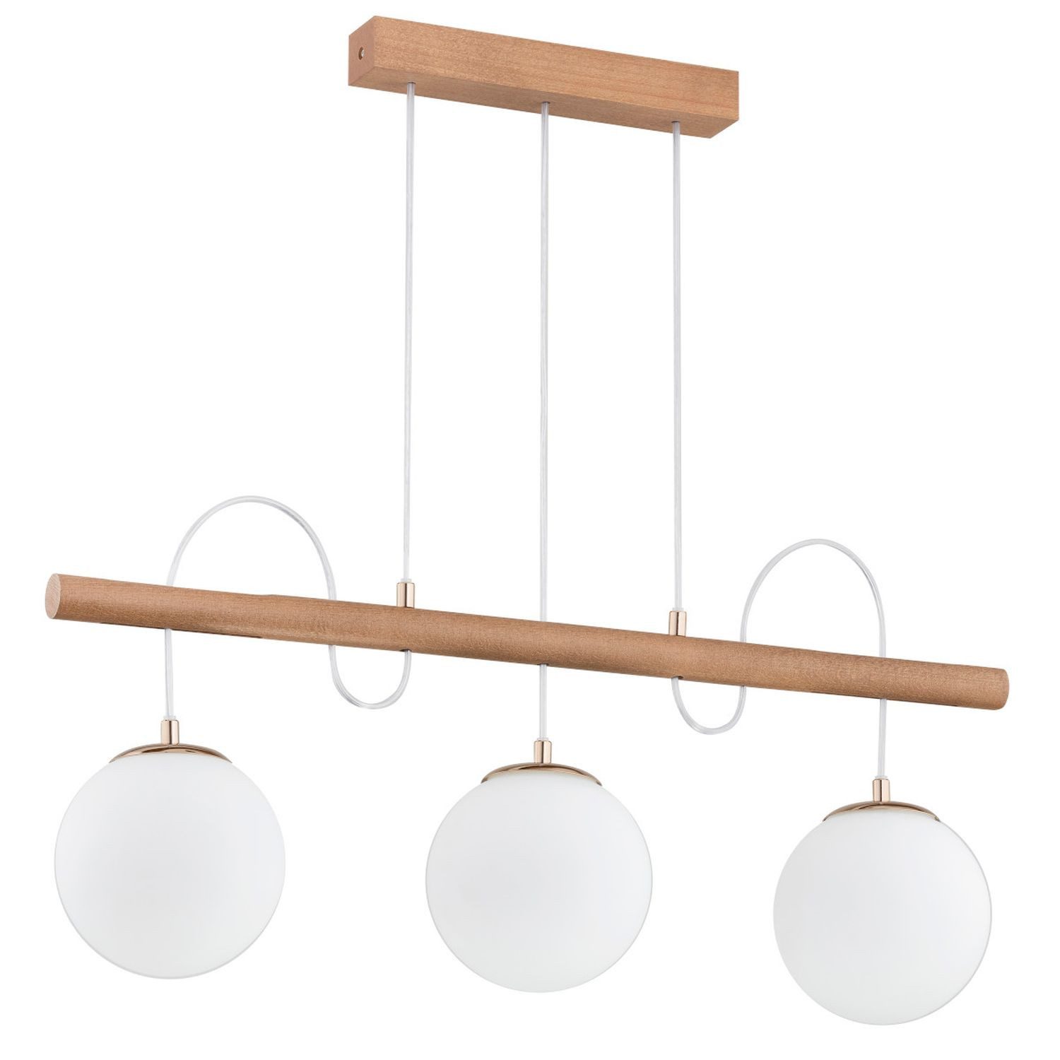 Licht-Erlebnisse Pendelleuchte UMANO, ohne Leuchtmittel, Glas Metall E14 H: max. 65 cm Natur Weiß 3-flammig Kugel Schirm