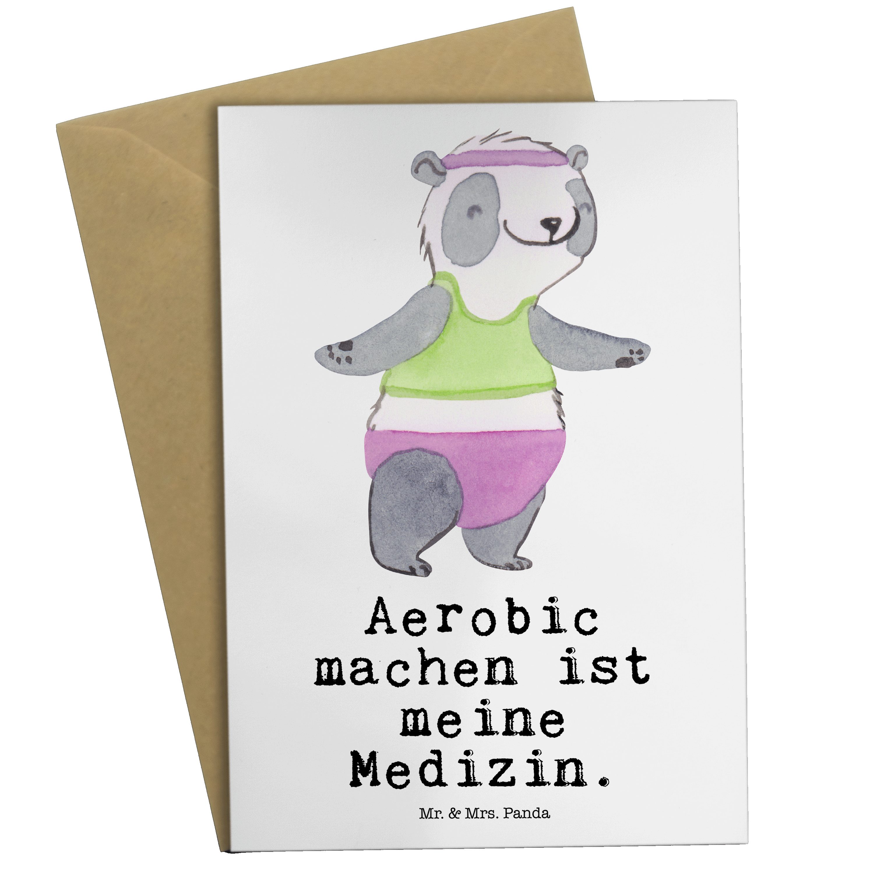 Mr. & Mrs. Panda Grußkarte Hochzeitskarte Weiß Aerobic Geschenk, Panda Medizin - Klappkarte, 
