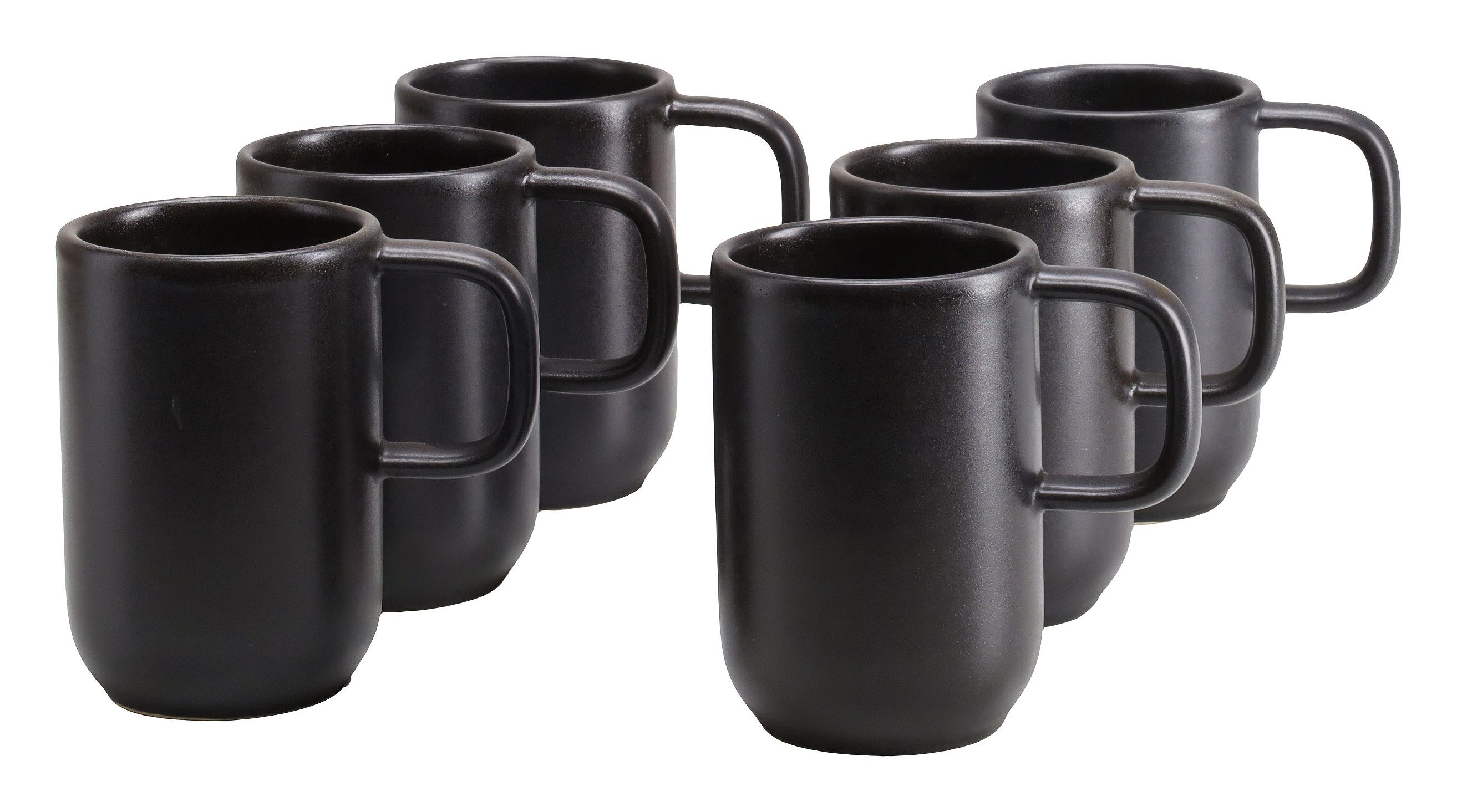 CreaTable Becher Uno Schwarz, 6-tlg., Steinzeug