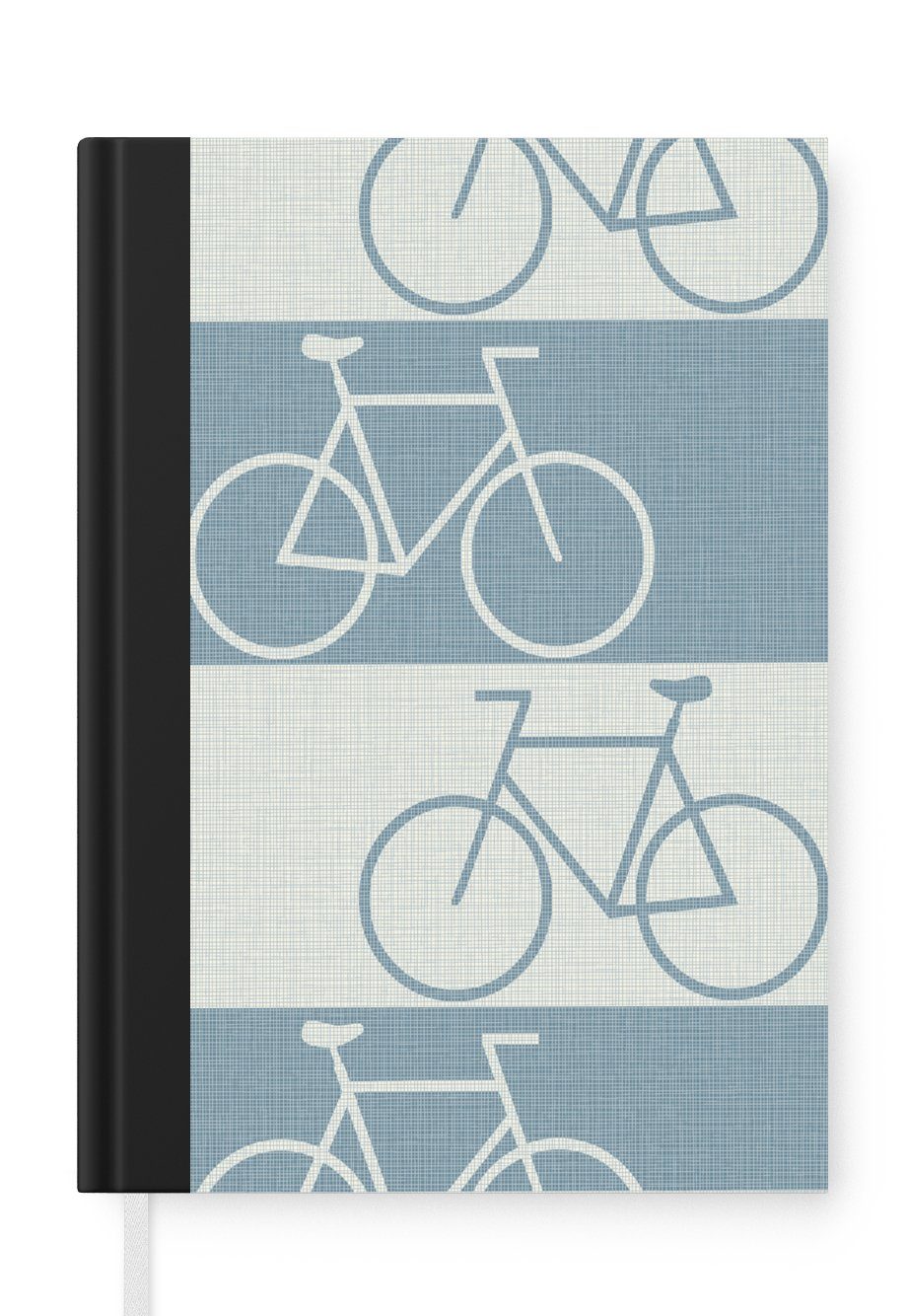 MuchoWow Notizbuch Fahrrad - Blau - Muster, Journal, Merkzettel, Tagebuch, Notizheft, A5, 98 Seiten, Haushaltsbuch