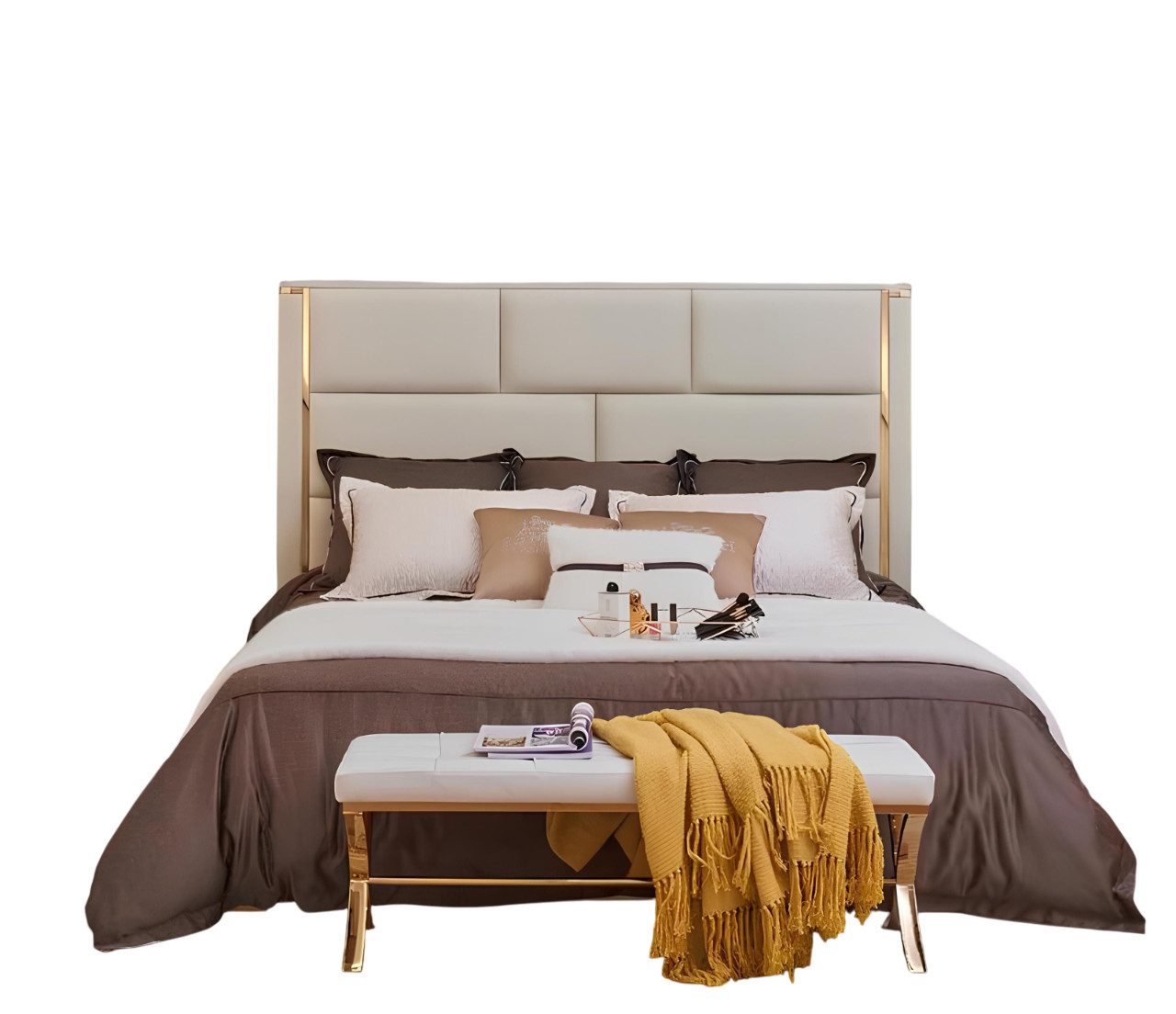 Xlmoebel Bett Neu Doppelbett im Luxus-Lederstil für das Schlafzimmer im Hotel mit (1-tlg., Bett), Hergestellt in Europa