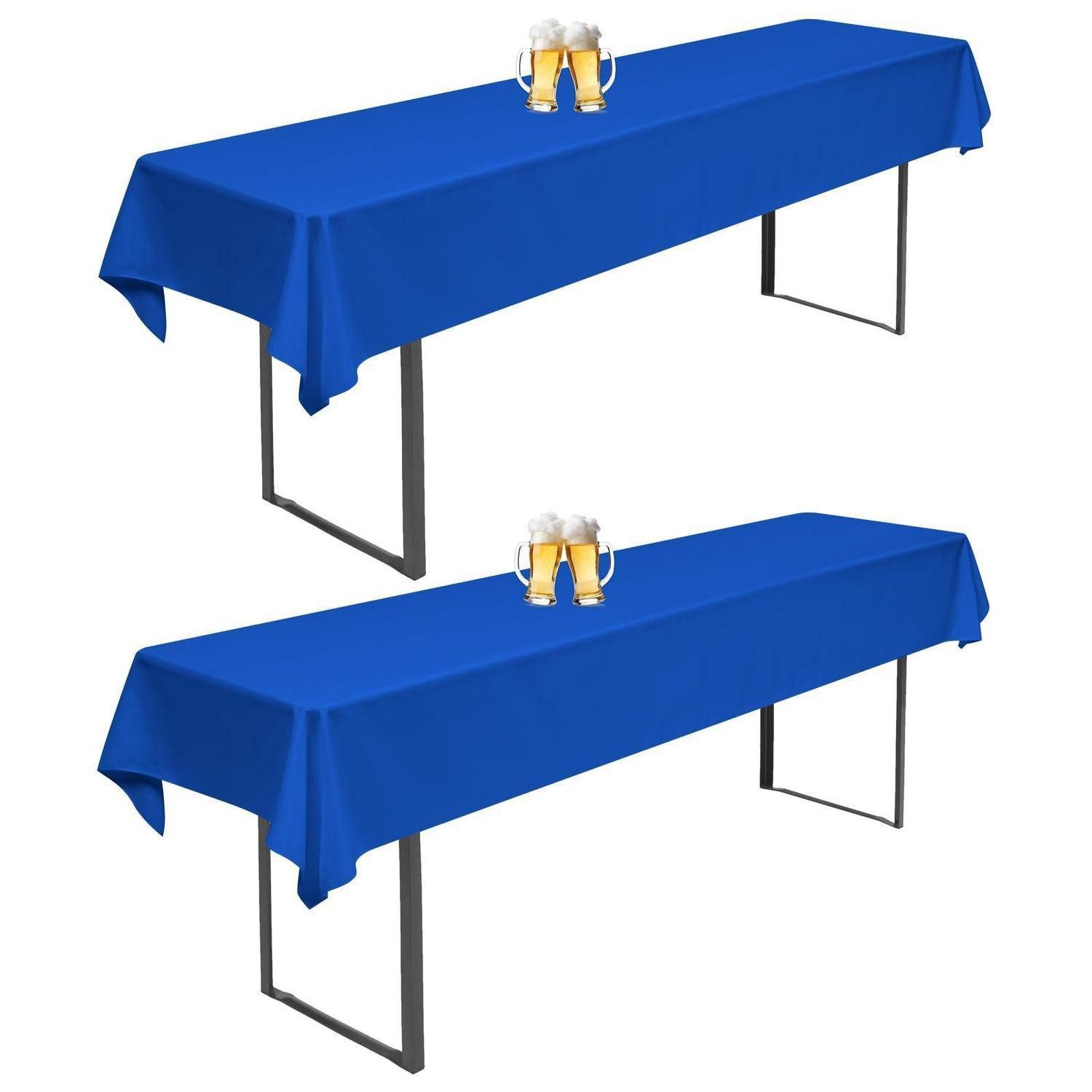 LuxusKollektion Tischdecke Biertisch Hussen 2er Set Königsblau 250x100cm (2-tlg)