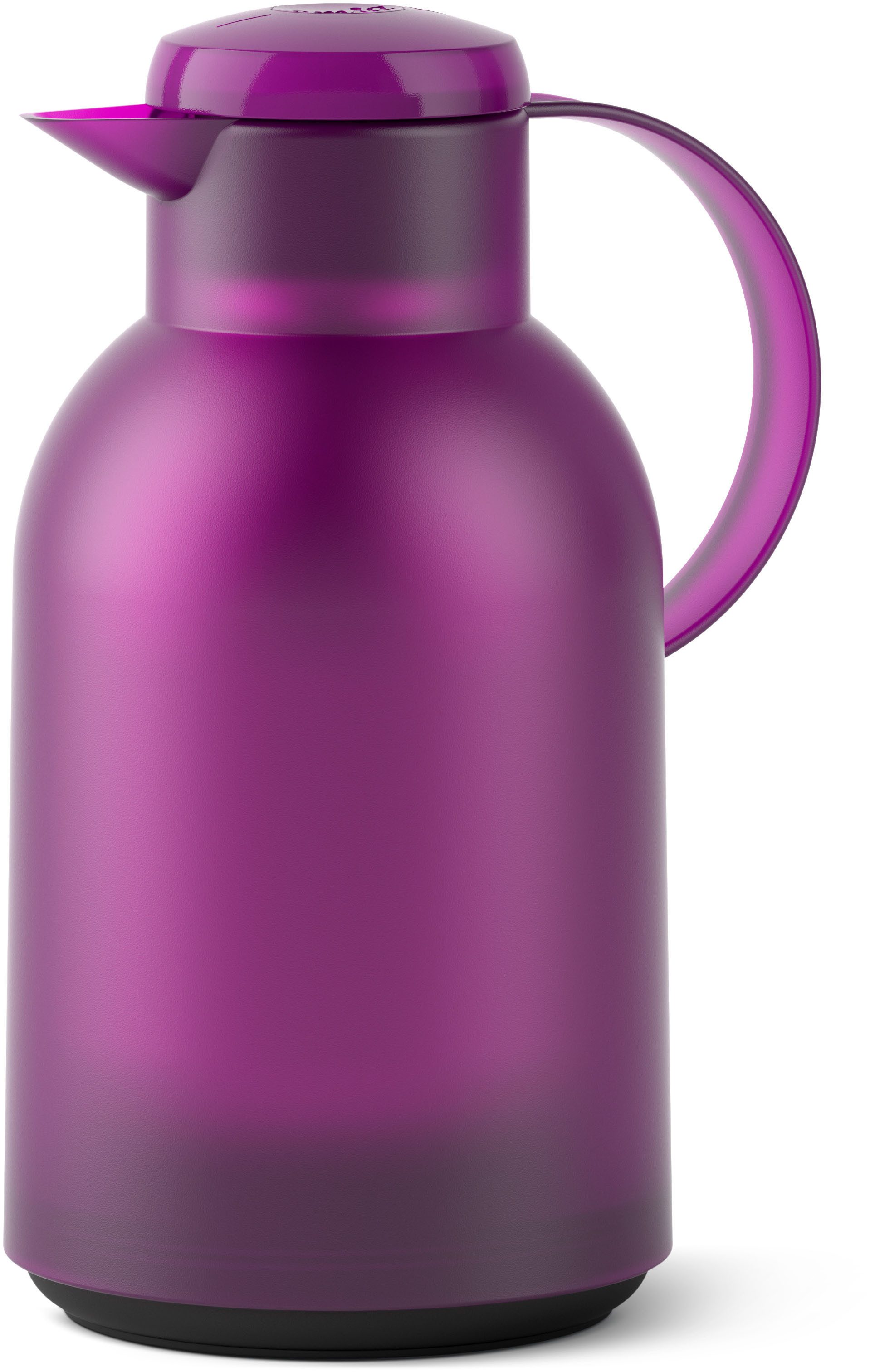 Emsa Isolierkanne Samba, 1,5 l, XXL-Modell, zeitloses Design, einfacher Knopfdruck, 24h kalt, 12h warm