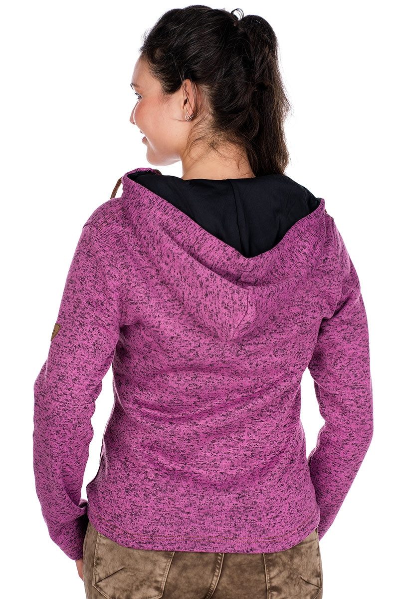 Tom Collins Outdoorbluse Strickfleecejacke Damen - RAMIRA - himbeer/schwarz meliert