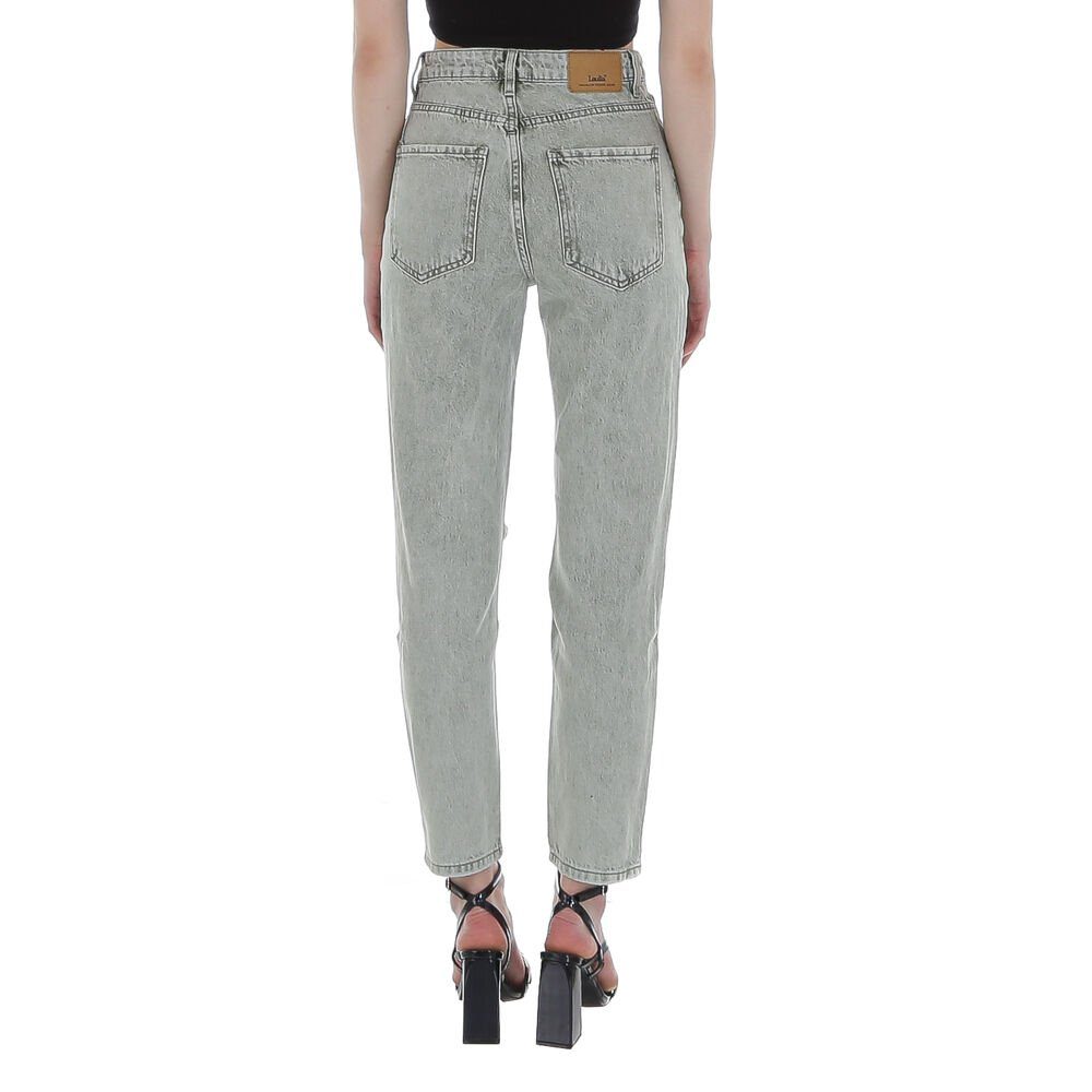 Ital-Design Damen Hellgrün Destroyed-Look in Relaxed Fit Jeans Relax-fit-Jeans Freizeit