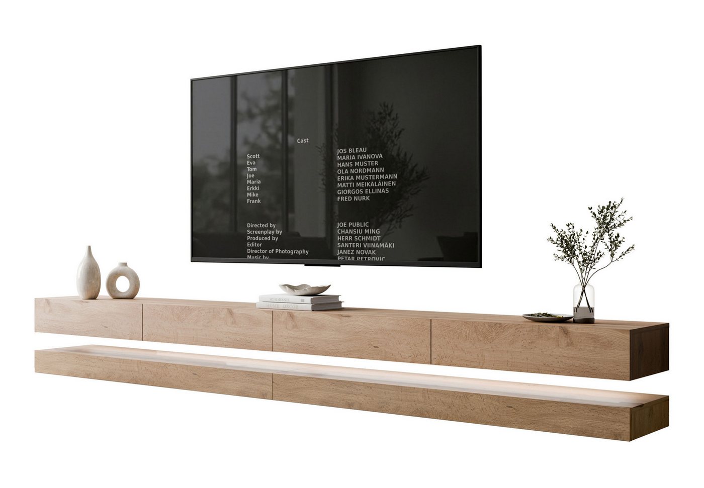 Lookway TV-Schrank SKY 280 cm mit LED-Beleuchtung (2x Tv-Schrank) 280x34x25 cm