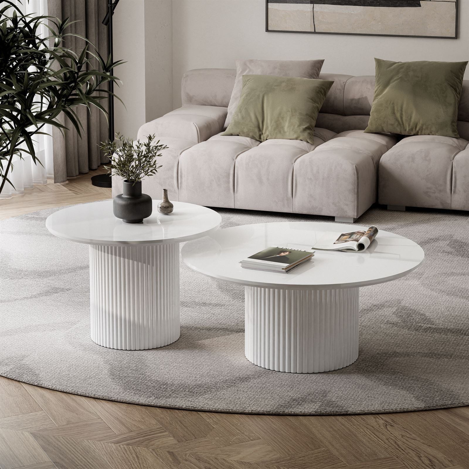 yourhouse24 Couchtisch Set ORI 2in1 Riffel-Design (2er Set), Breite 60 und 80 cm