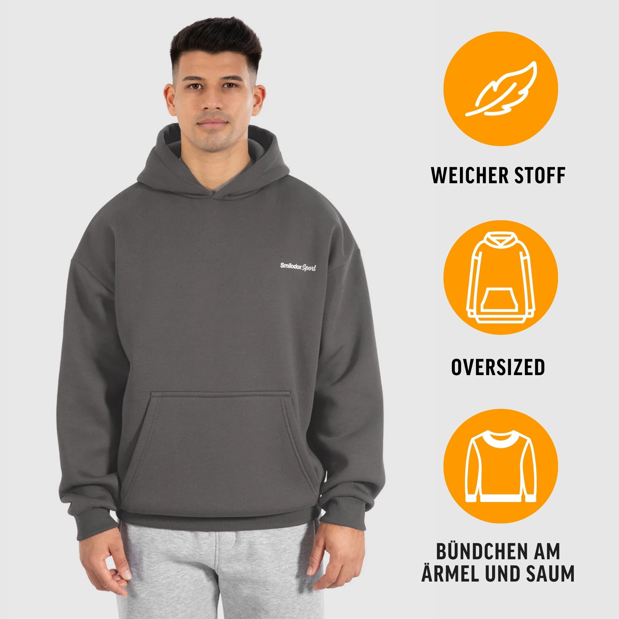 Smilodox Hoodie Fortes, Oversize Kapuzenpullover mit großem Back Print, Swe günstig online kaufen