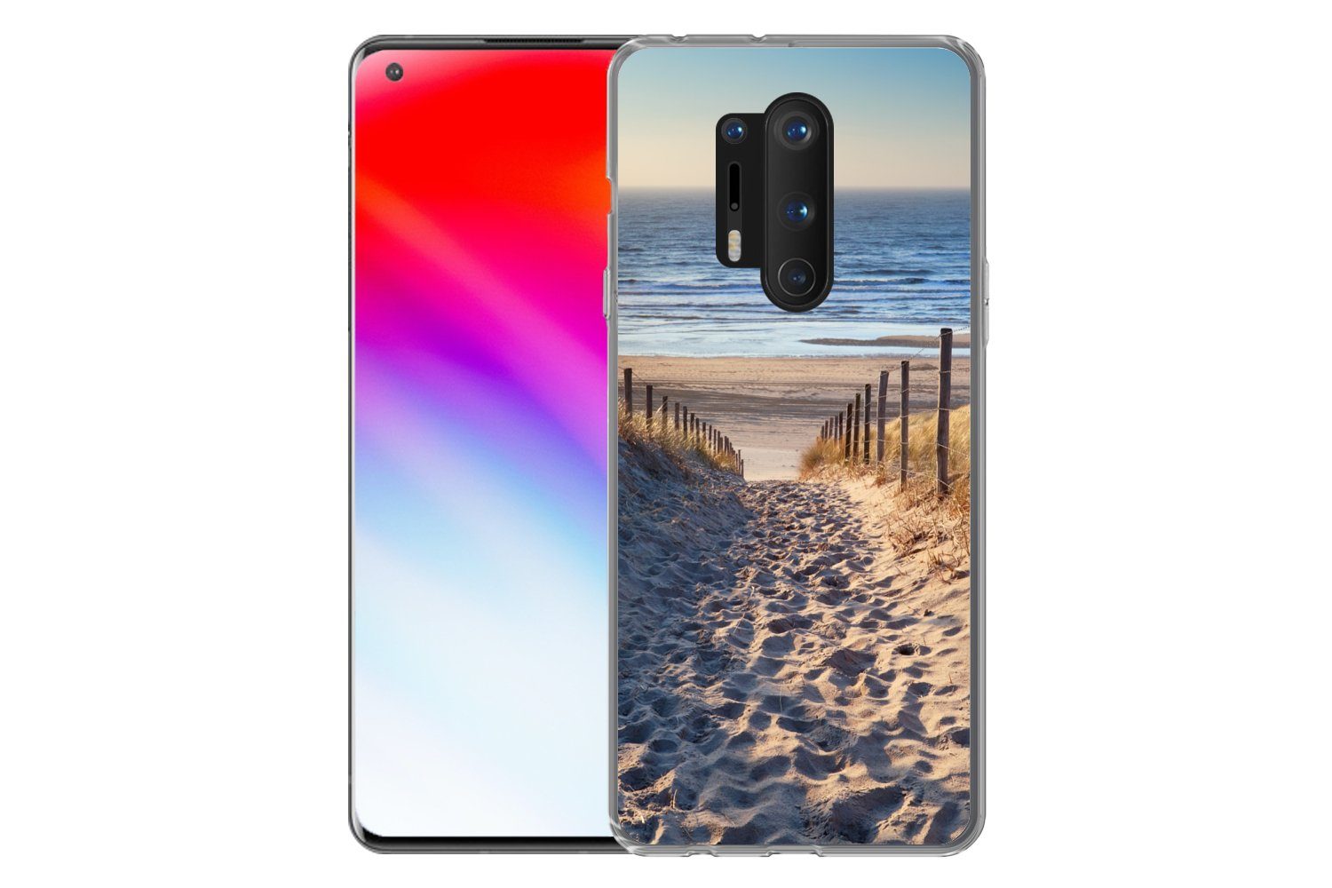 MuchoWow Handyhülle für OnePlus 8 Pro Strand - Meer - Niederlande - Dünen - Sonne, Phone Case, Silikon, Schutzhülle Dünn