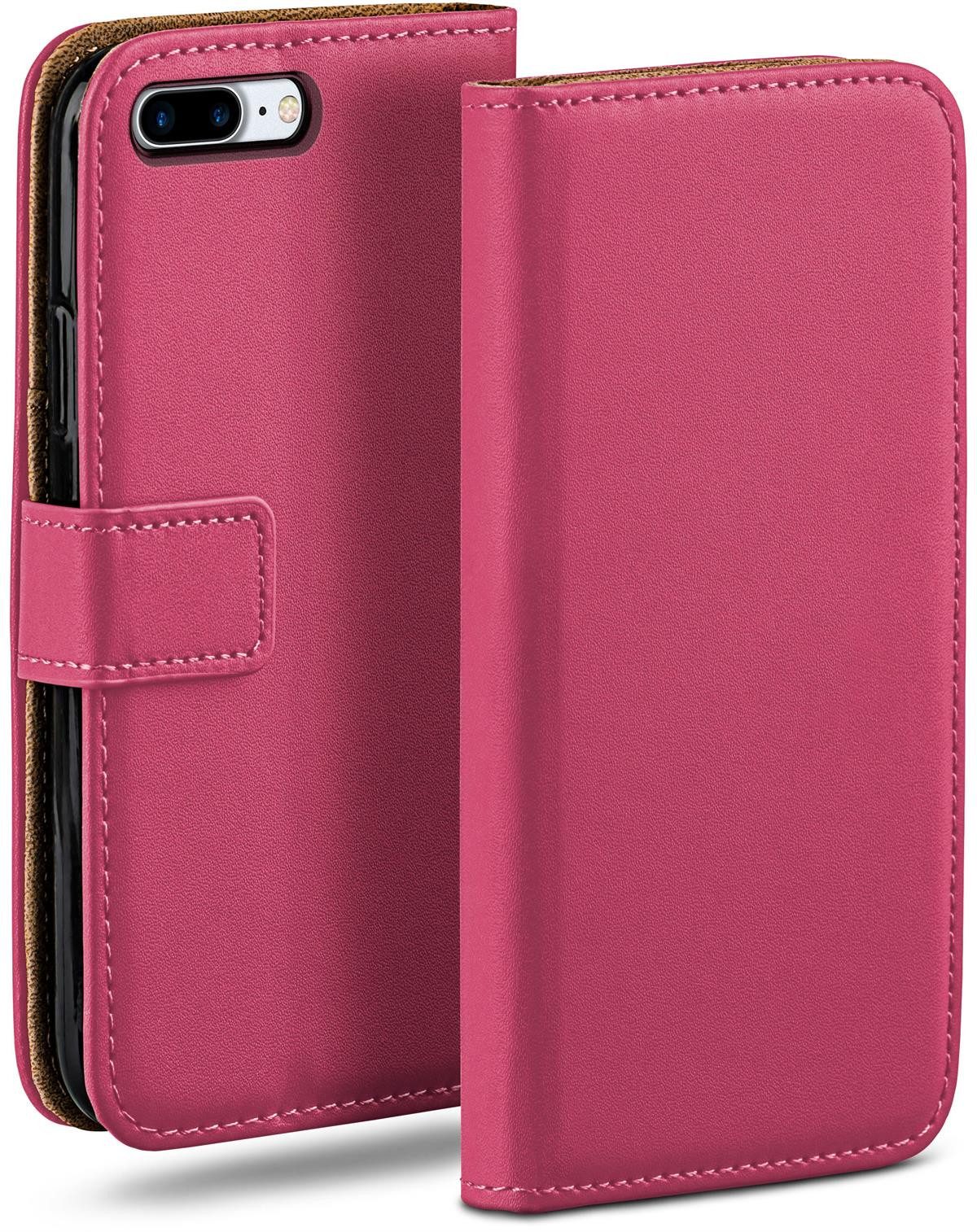 moex Handyhülle für iPhone 7 Plus Hülle Klappbar Book Case Pink 5,5 Zoll, Klapphülle Kartenfach Flip Cover Handytasche Leder Optik Schutzhülle