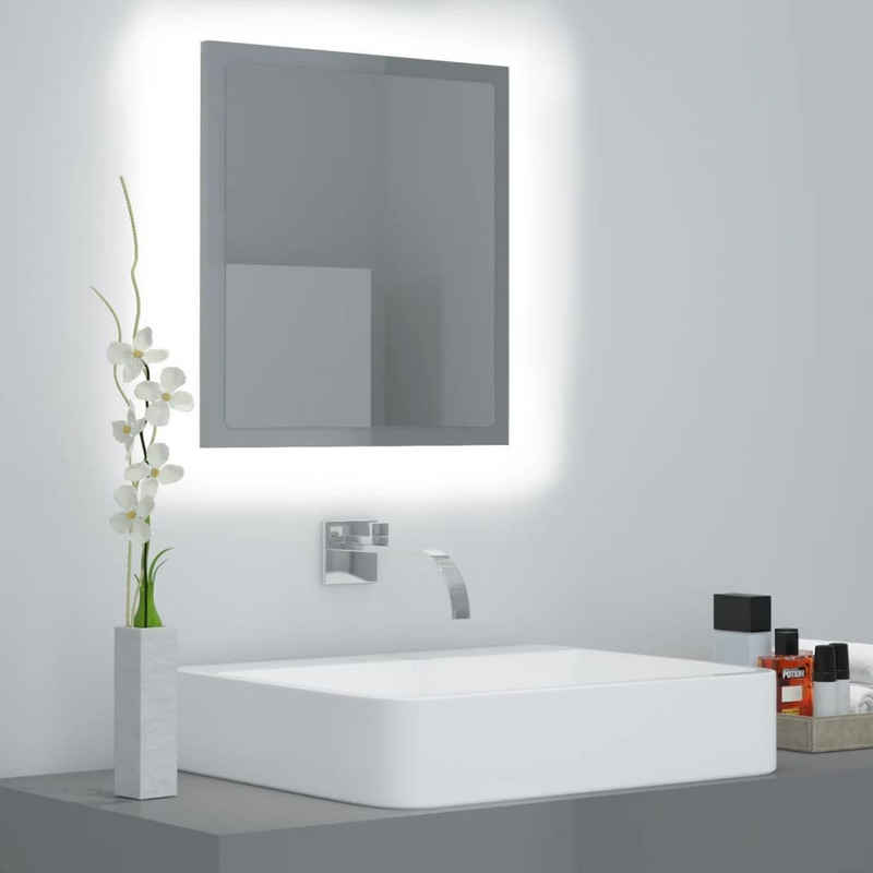 vidaXL Badezimmerspiegelschrank LED-Badspiegel Hochglanz-Grau 40x8,5x37 cm Acryl (1-St)