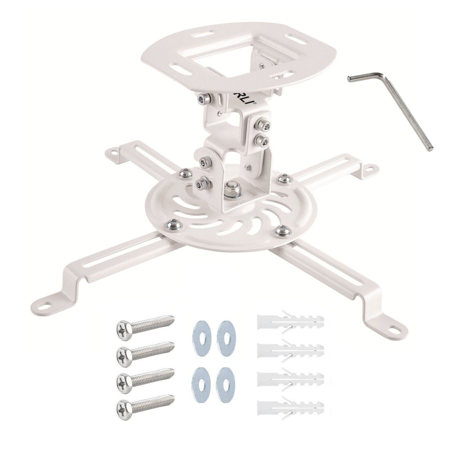 ARLI Beamer-Deckenhalterung Beamerhalterung Universal Deckenhalterung weiß für Beamer 360°, (1-tlg., drehbar neigbar schwenkbar und Kabelmanagement)