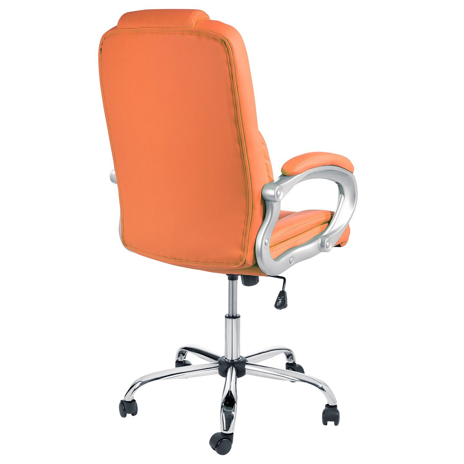 TPFLiving Chefsessel Denver mit abgebremsten ergonomisch gepolsterter Bürostuhl (XXL Drehstuhl Kunstleder, bis Orange Rollen 210kg Belastbarkeit - Schreibtischstuhl), aus