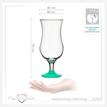 PLATINUX Cocktailglas Cocktailgläser Bunt, Glas, 400ml (max. 470ml) Longdrinkgläser Partygläser Milkshake Glas Groß