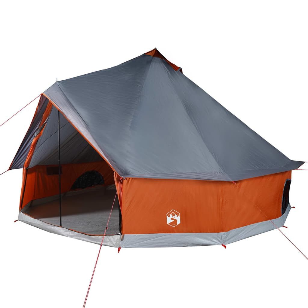 vidaXL Kuppelzelt 6-Personen Zelt Campingzelt Tipi Familienzelt 6 Personen Grau und Oran